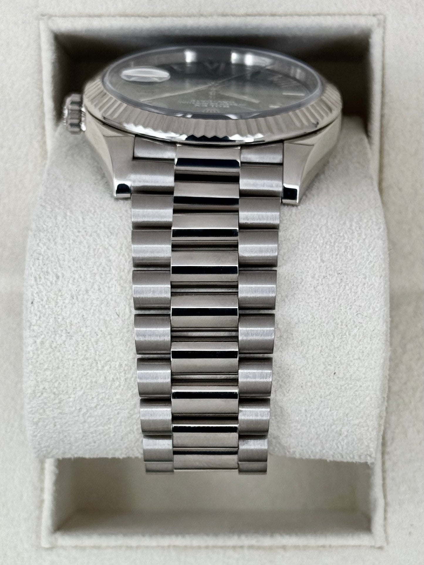 2023 Rolex Day-Date 40mm 228239 White Gold Olive Dial