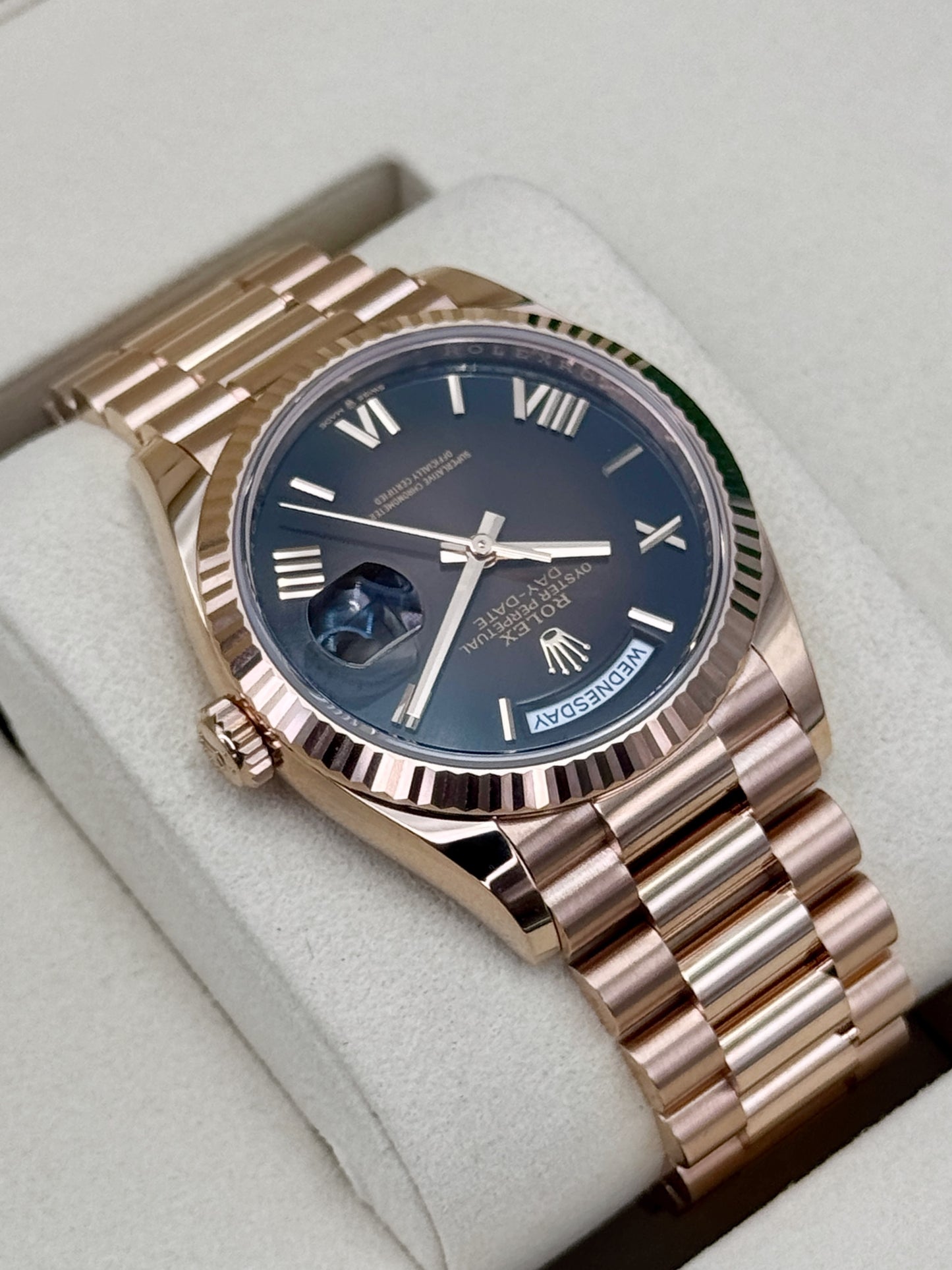 NEW 2026 Rolex Day-Date 36mm 128235 Rose Gold Brown Ombre Dial