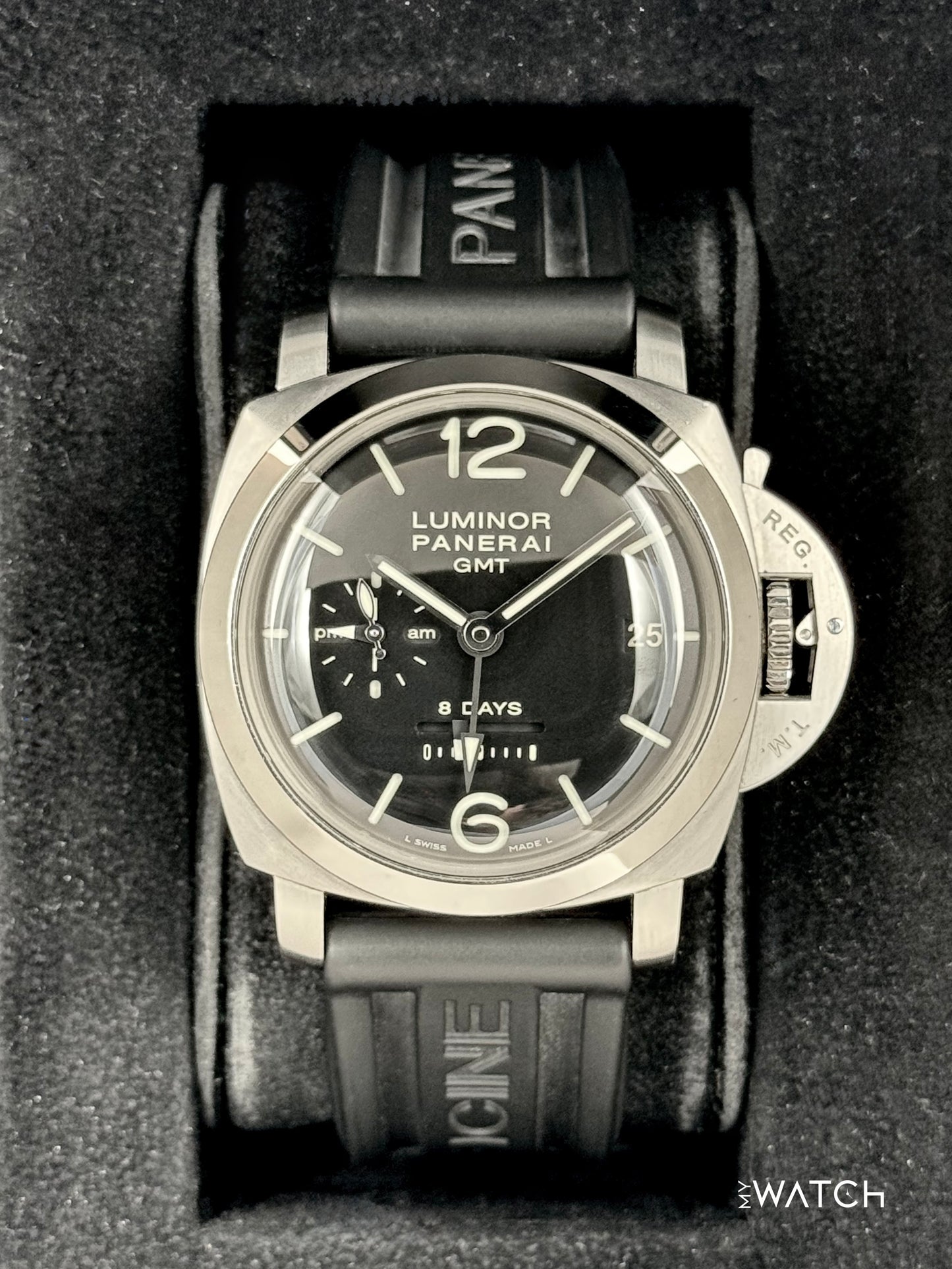 2011 Panerai Luminor 1950 8 Days GMT 44mm PAM00233 Black Dial