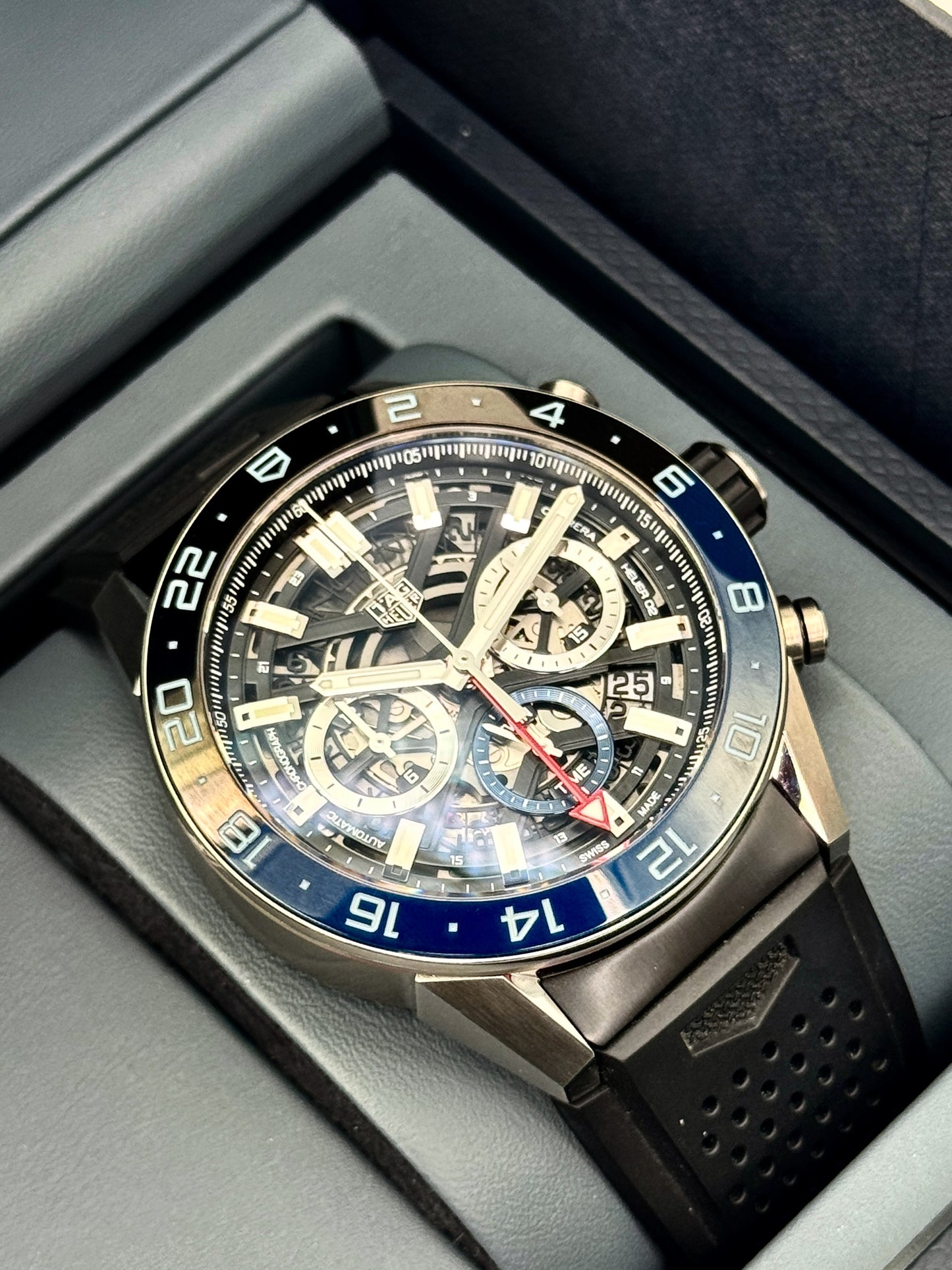 2021 TAG Heuer Calibre Heuer 02 Chronograph 45mm CAR2A1Z Skeletonized Dial