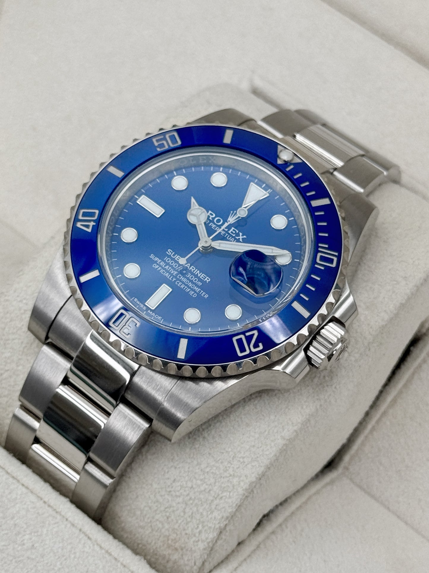 2016 Rolex Submariner Smurf 40mm 116619LB White Gold Blue Dial