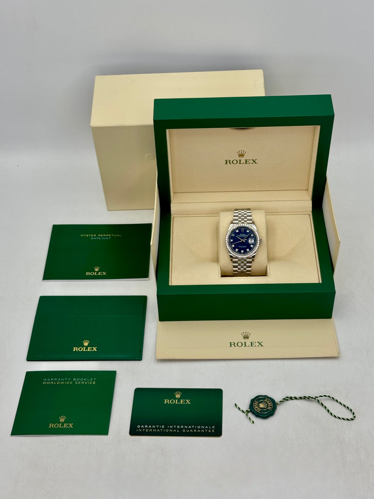 2024 Rolex Datejust 36mm 126284RBR Stainless Steel Jubilee Blue Diamond Dial
