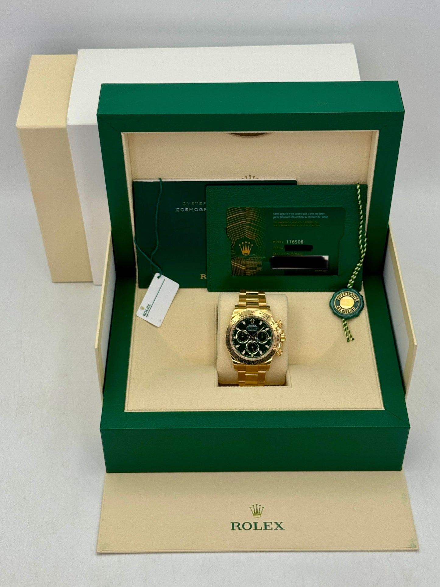 2023 Rolex Daytona John Mayer 40mm 116508 Yellow Gold Green Dial