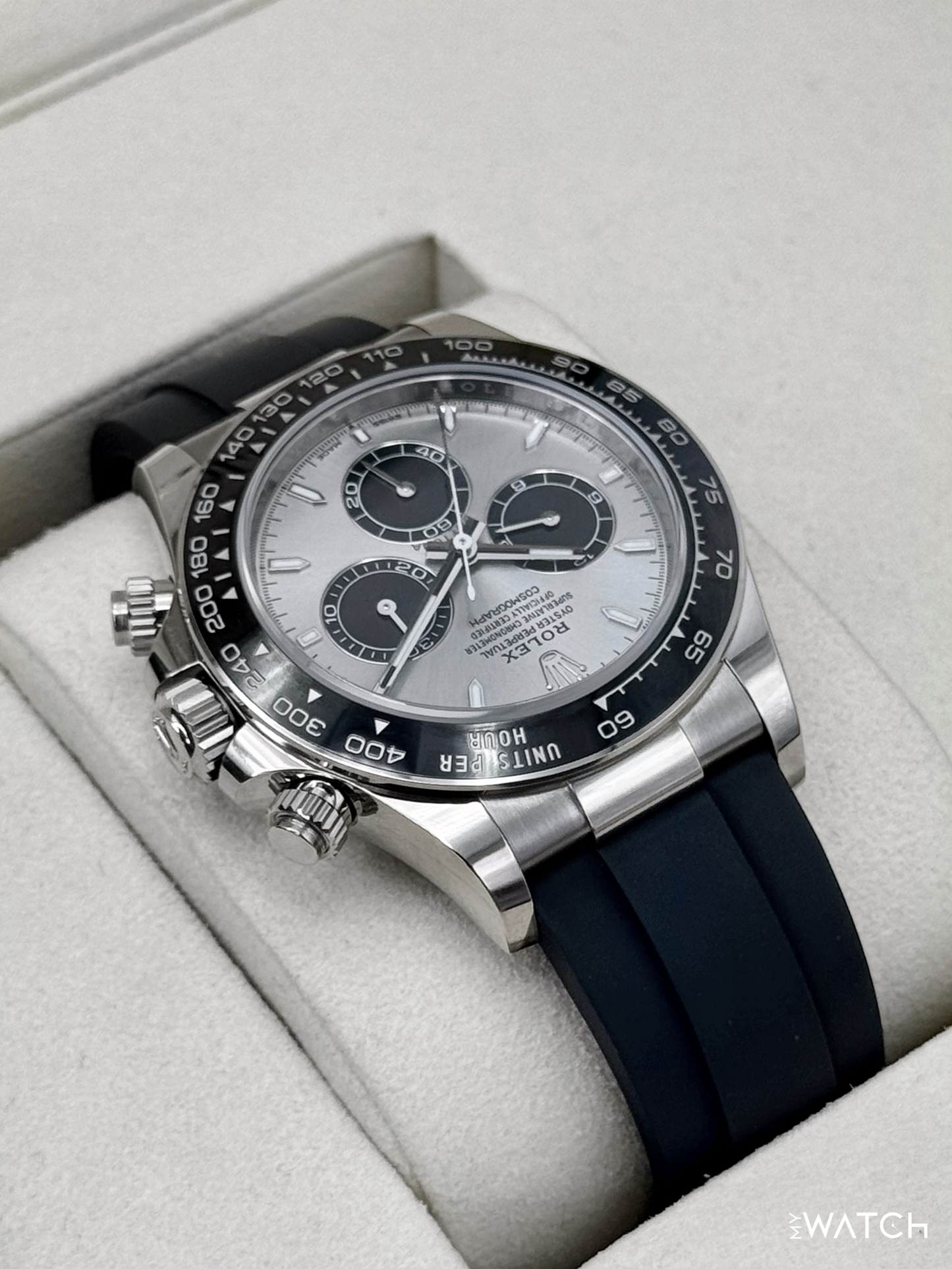 2025 Rolex Daytona 40mm 126519LN White Gold Oysterflex Silver Ghost Dial