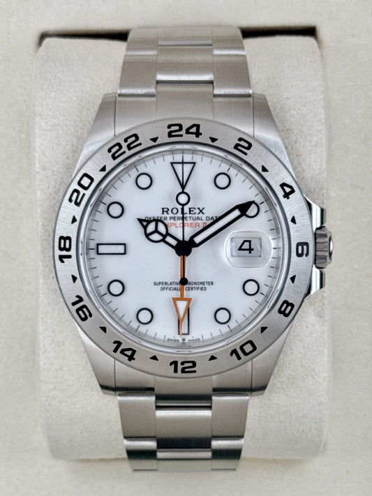 NEW 2026 Rolex Explorer II 42mm 226570 Stainless Steel Polar White Dial (NEW STYLE CARD)