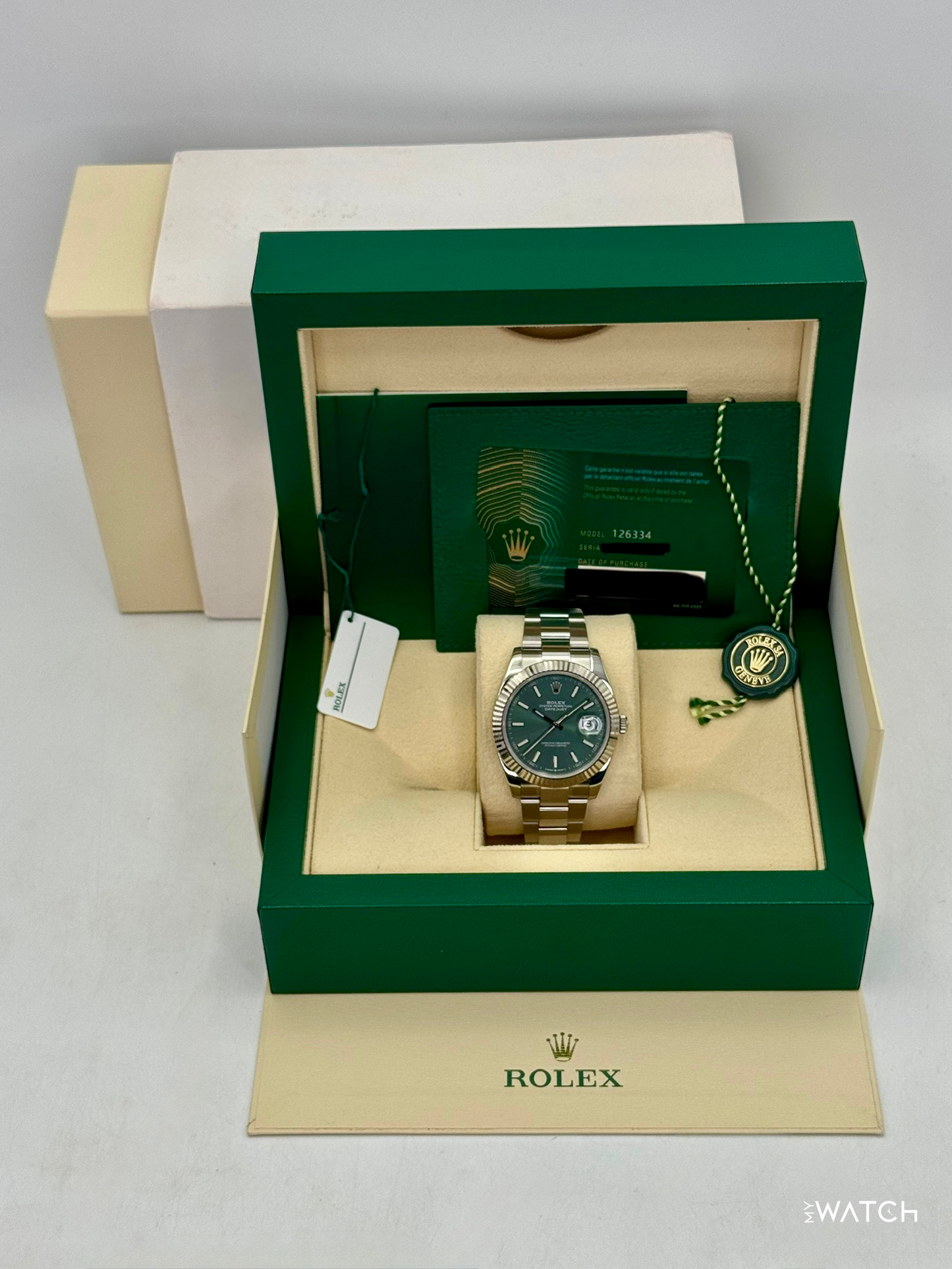2022 Rolex Datejust 41mm 126334 Stainless Steel Oyster Mint Green Dial - MyWatchLLC