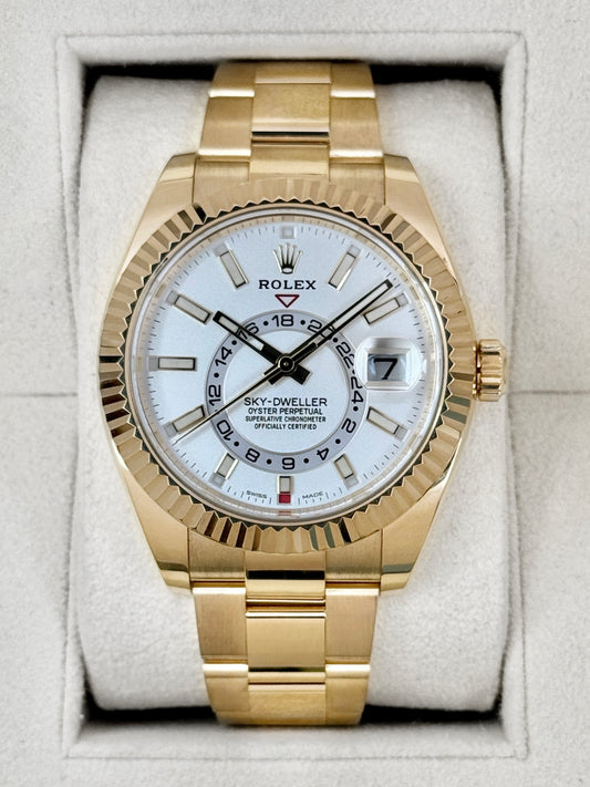 2023 Rolex Sky-Dweller 42mm 326938 Yellow Gold Oyster White Dial