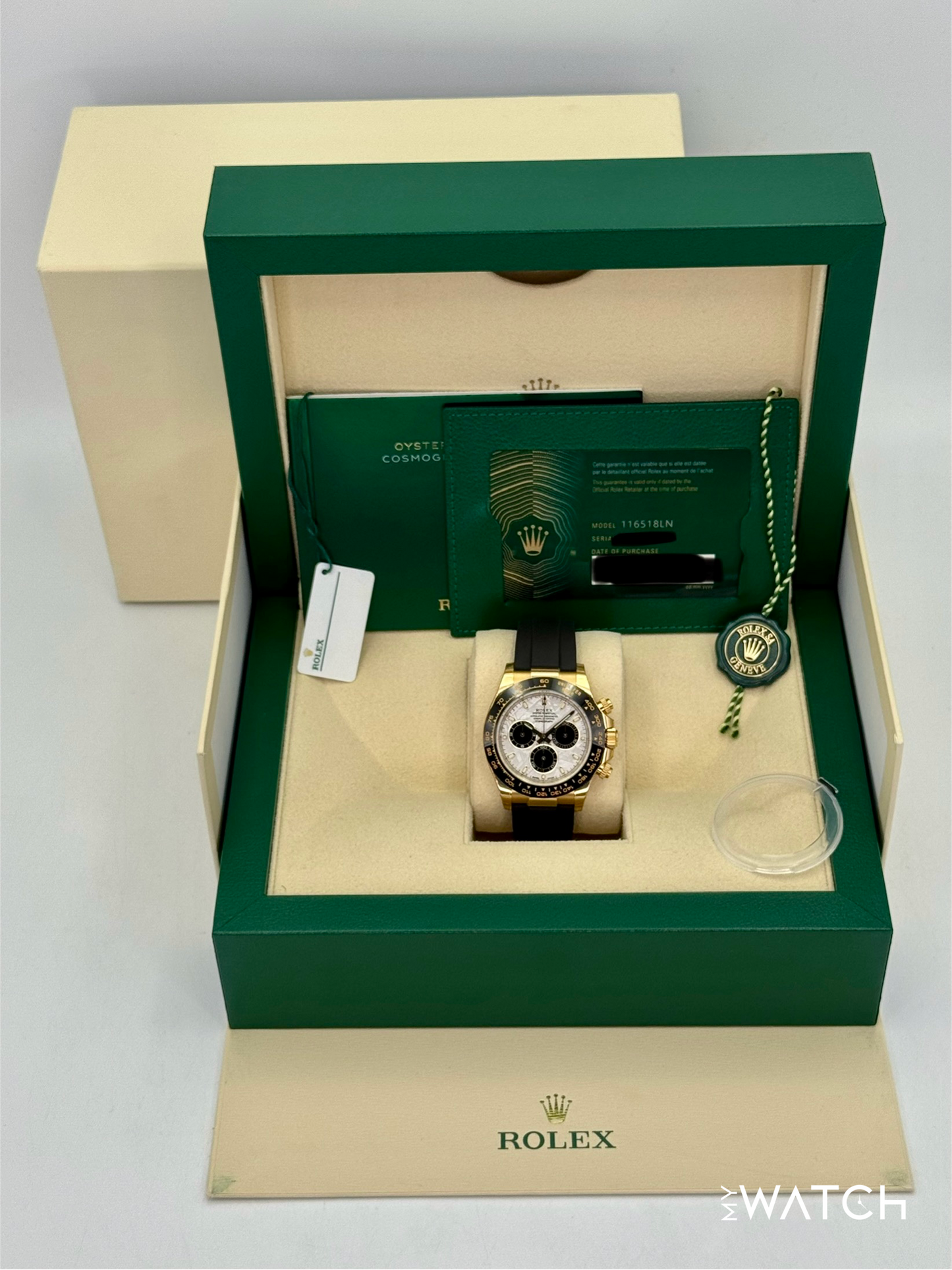 2022 Rolex Daytona 40mm 116518LN Yellow Gold Oysterflex Meteorite Dial (STICKERED)