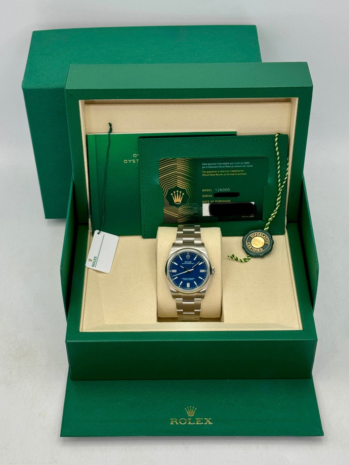 NEW 2026 Rolex Oyster Perpetual 36mm 126000 Med Blue Dial (STICKERED)