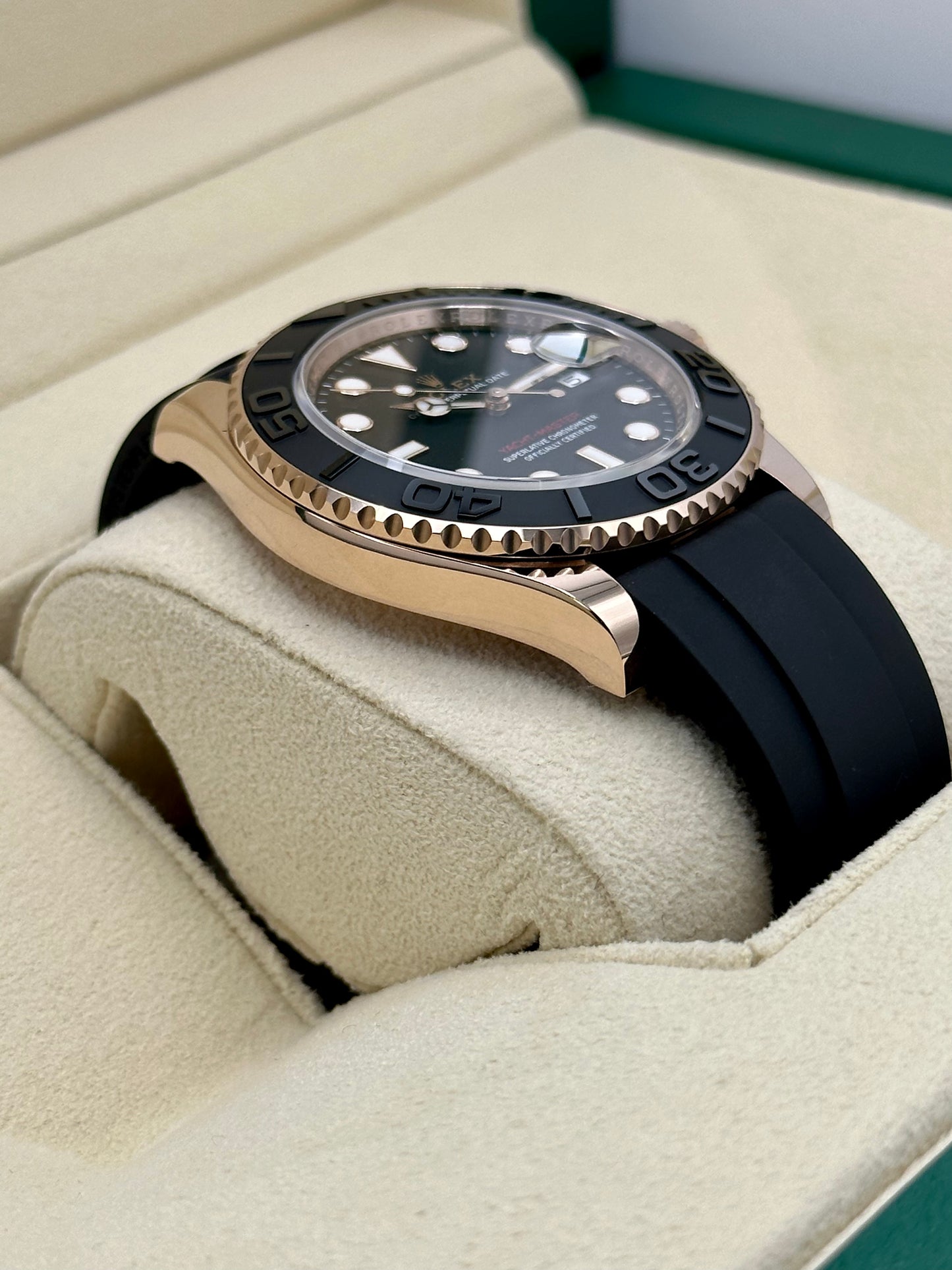 NEW 2023 Rolex Yacht-Master 40mm 126655 Rose Gold Oysterflex Black Dial - MyWatchLLC