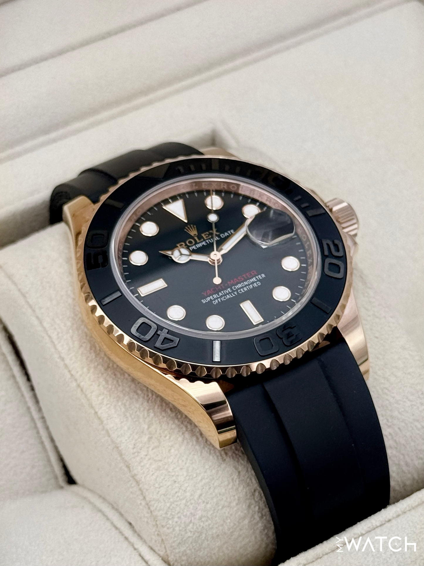 2023 Rolex Yacht-Master 40mm 126655 Rose Gold Oysterflex Black Dial (STICKERED)
