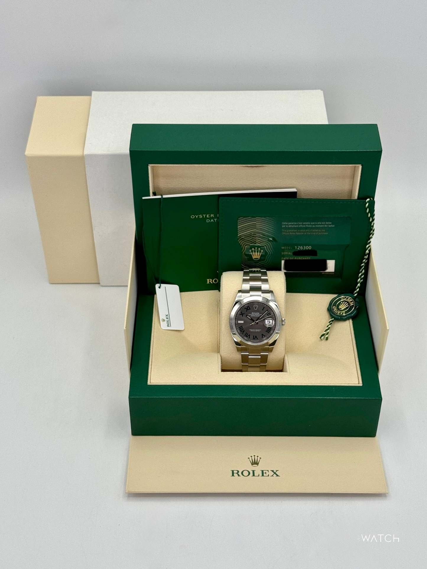 2021 Rolex Datejust 41mm 126300 Stainless Steel Oyster Wimbledon Dial