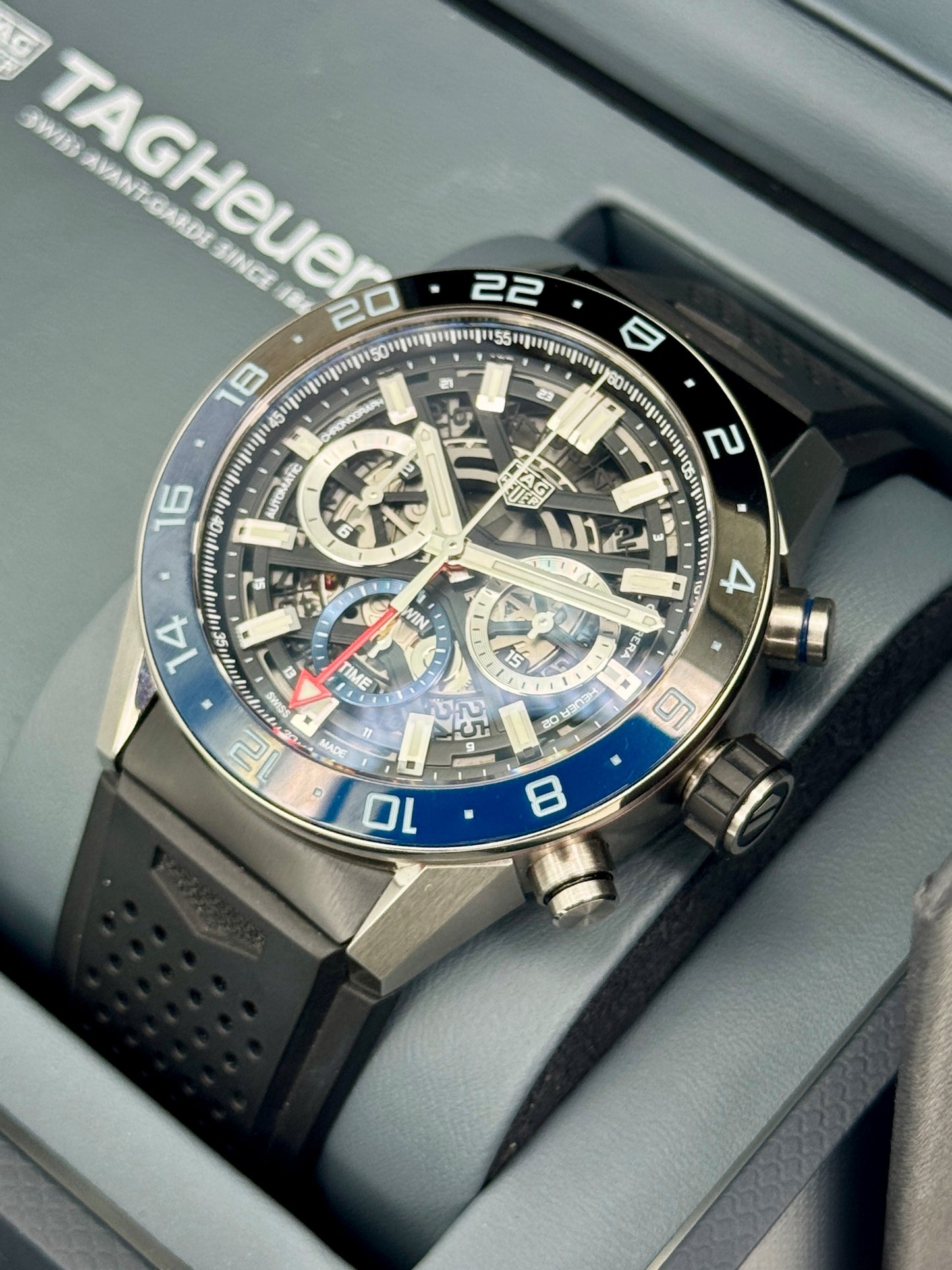 2021 TAG Heuer Calibre Heuer 02 Chronograph 45mm CAR2A1Z Skeletonized Dial