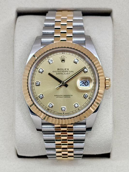 2025 Rolex Datejust 41mm 126333 Two-Tone Jubilee Champagne Diamond Dial