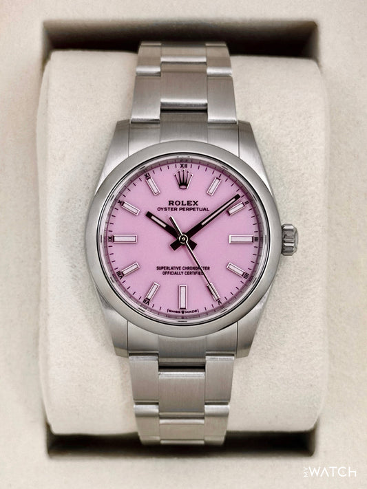 NEW 2025 Rolex Oyster Perpetual 34mm 124200 Stainless Steel Candy Pink Dial - MyWatchLLC