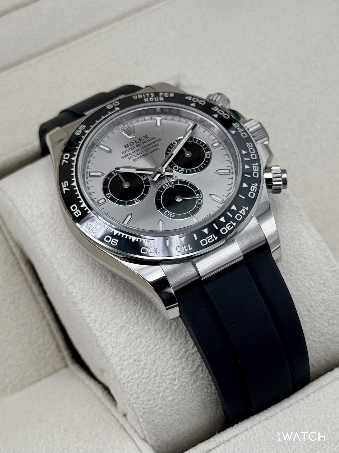 NEW 2025 Rolex Daytona 40mm 126519LN White Gold Oysterflex Silver Ghost Dial - MyWatchLLC
