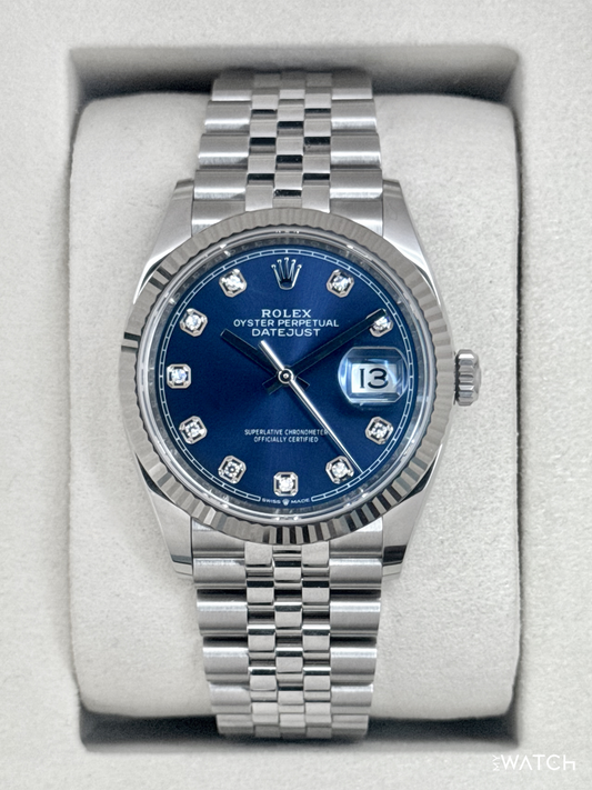 NEW 2026 Rolex Datejust 36mm 126234 Stainless Steel Jubilee Blue Diamond Dial - MyWatchLLC