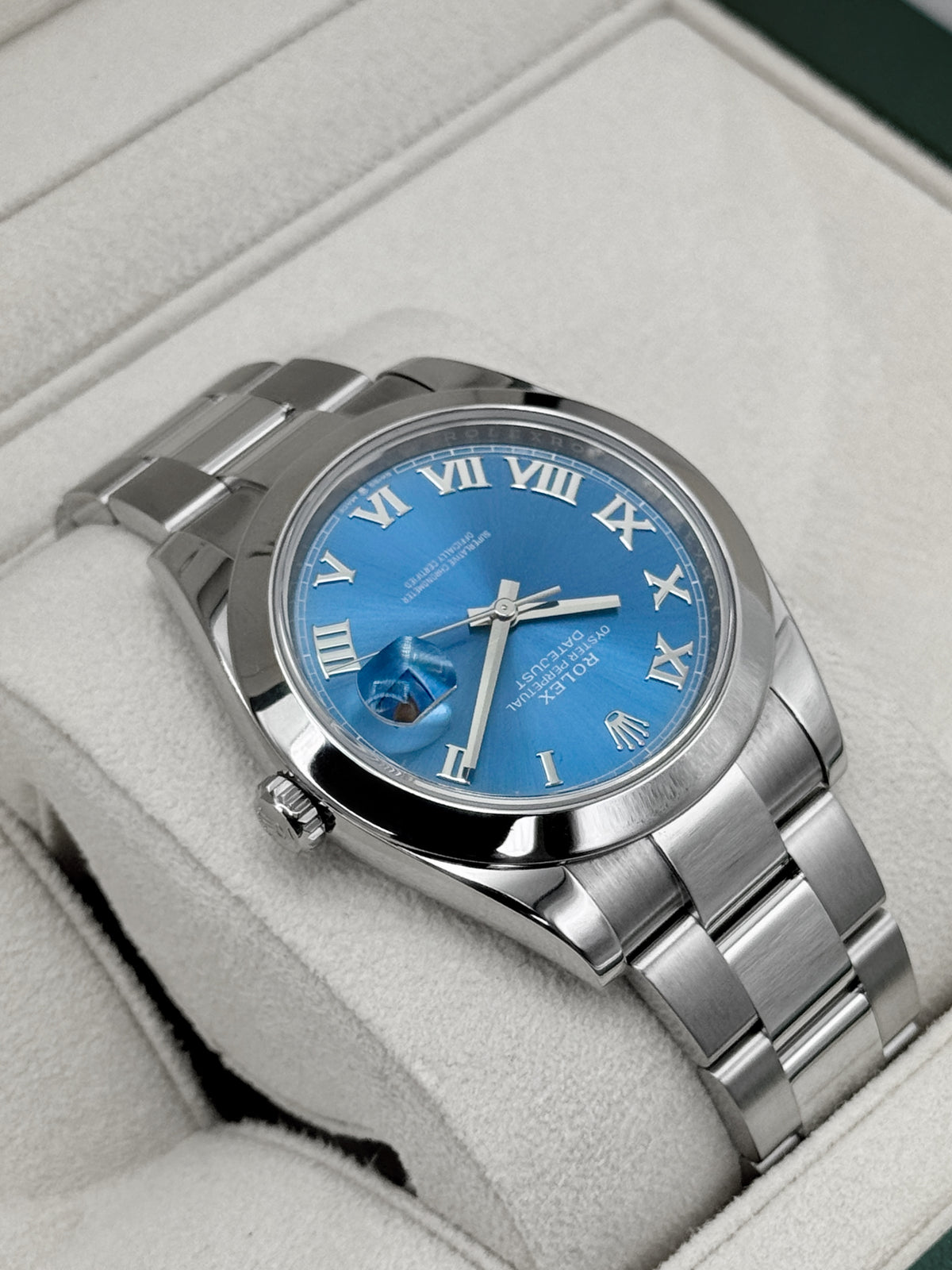 2024 Rolex Datejust 41mm 126300 Stainless Steel Oyster Blue Roman Numeral Dial