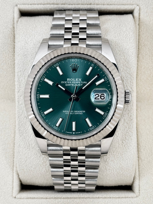 2023 Rolex Datejust 41mm 126334 Stainless Steel Jubilee Mint Green Dial