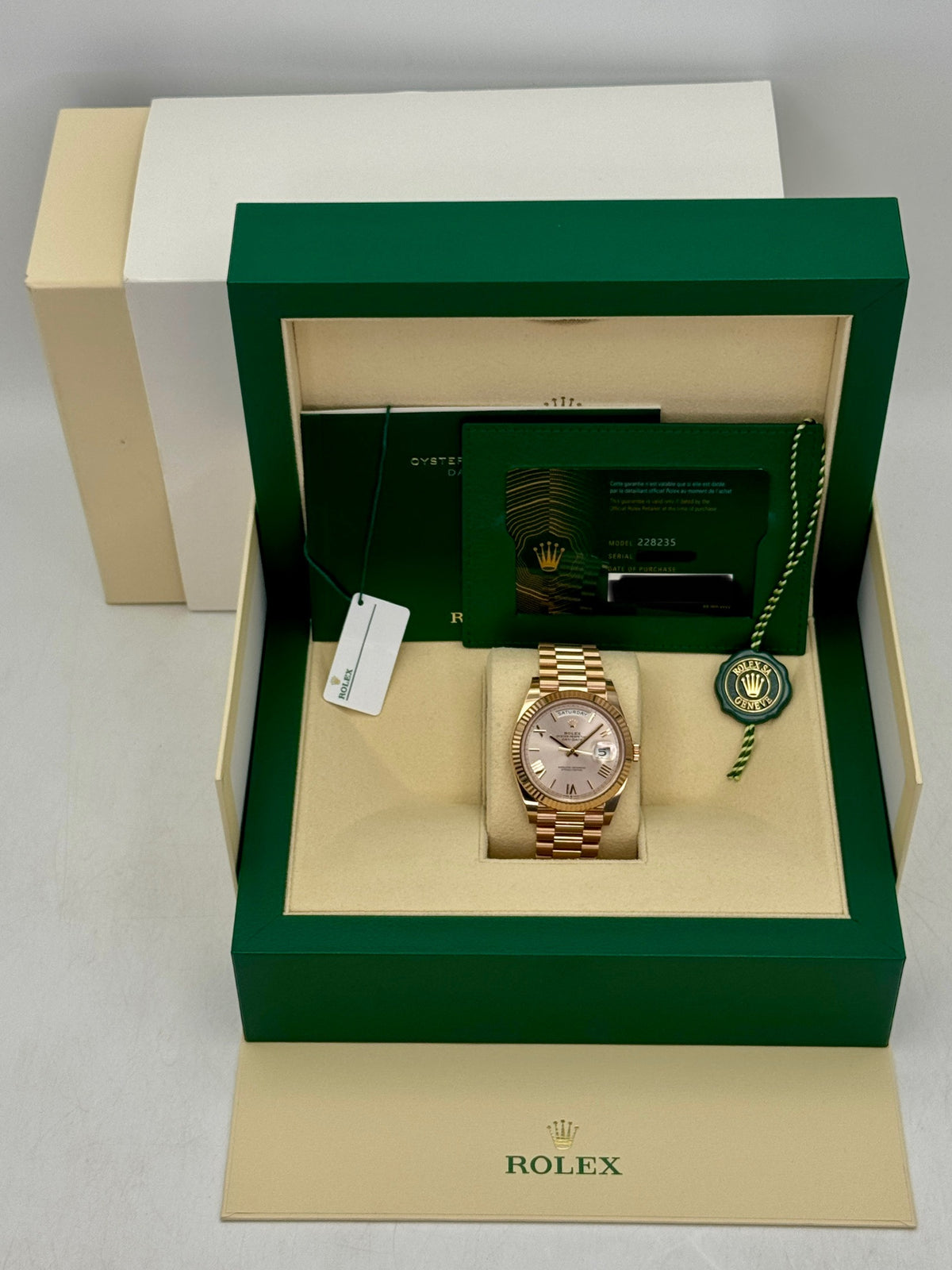 2024 Rolex Day-Date 40mm 228235 Presidential Rose Gold Sundust Dial