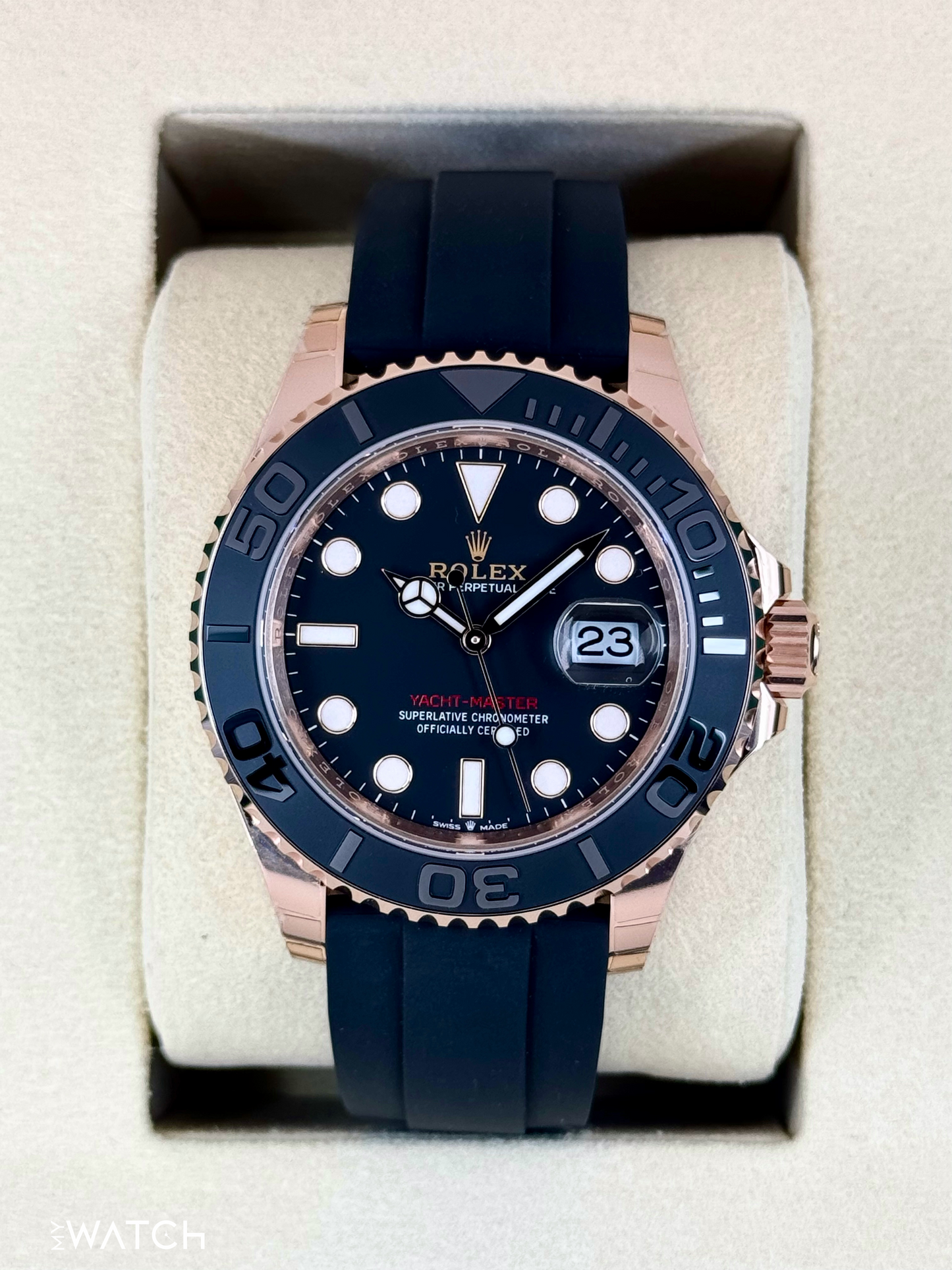 New 2025 Rolex Yacht-Master 40mm 126655 Rose Gold Oysterflex Black Dial