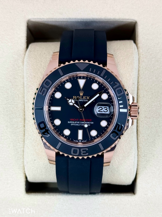 New 2025 Rolex Yacht-Master 40mm 126655 Rose Gold Oysterflex Black Dial