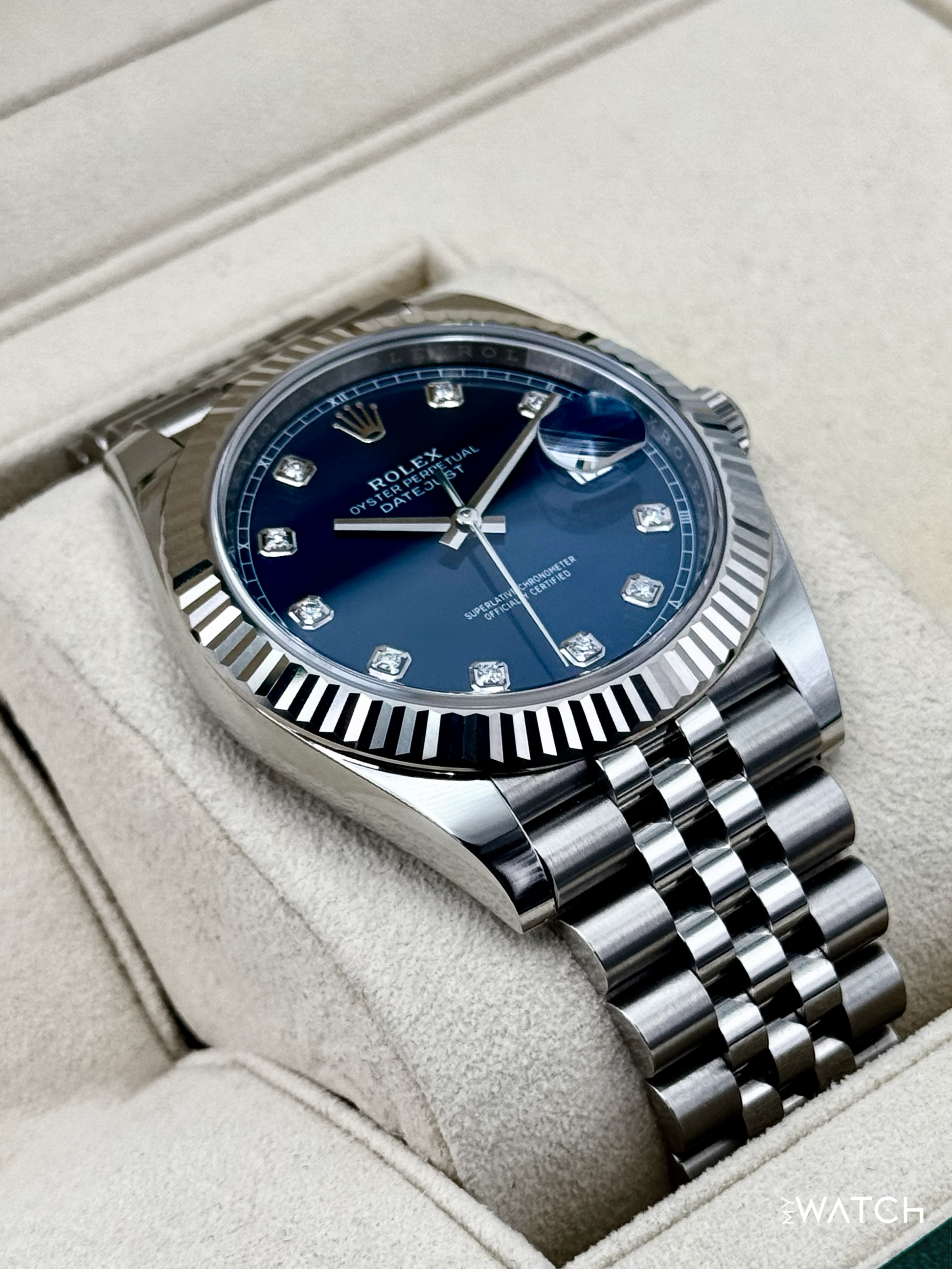 2020 Rolex Datejust 41mm 126334 Stainless Steel Jubilee Blue Diamond Dial - MyWatchLLC