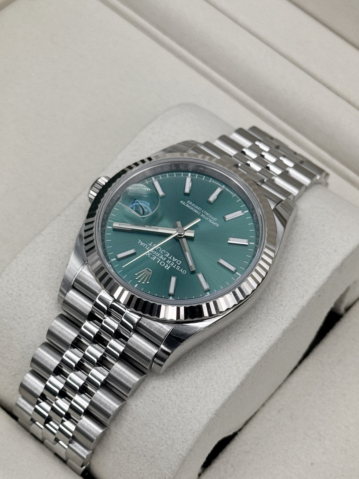 NEW 2026 Rolex Datejust 36mm 126234 Stainless Steel Jubilee Mint Green Dial