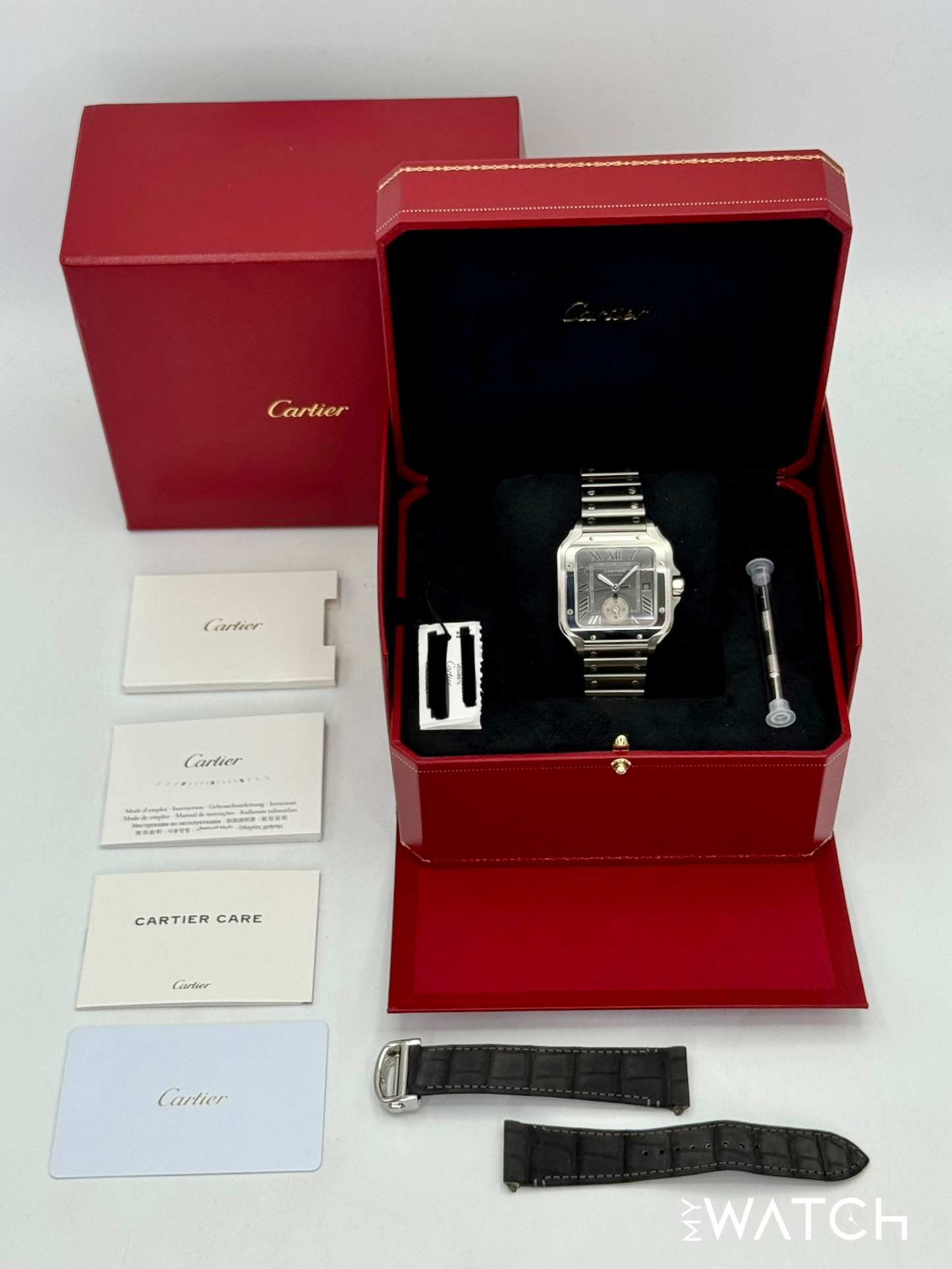 2024 Cartier Santos Dual Time 40.2mm WSSA0076 Stainless Steel Gray Dial