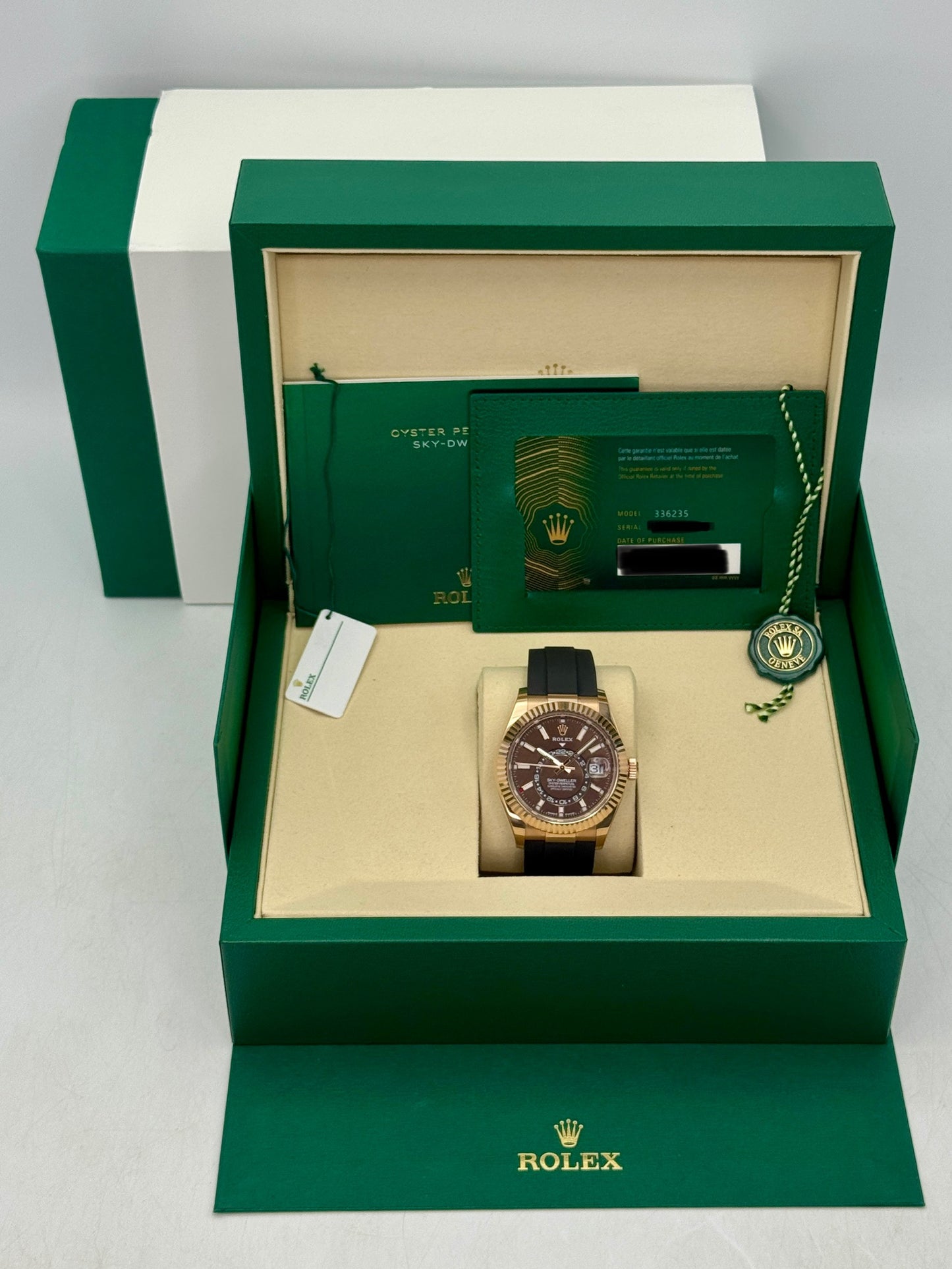 2026 Rolex Sky-Dweller 42mm 336235 Rose Gold Oysterflex Chocolate Dial