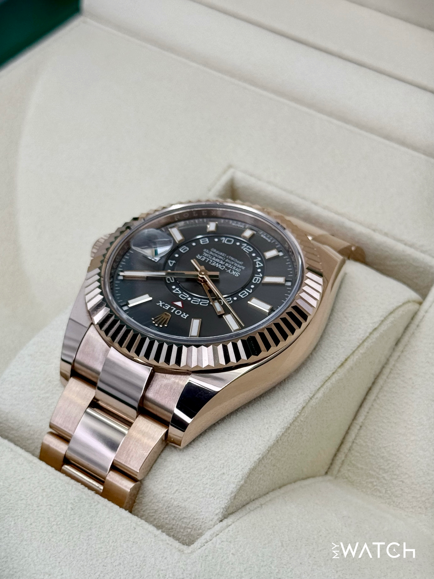2023 Rolex Sky-Dweller 42mm 326935 Rose Gold Oyster Rhodium Dial - MyWatchLLC