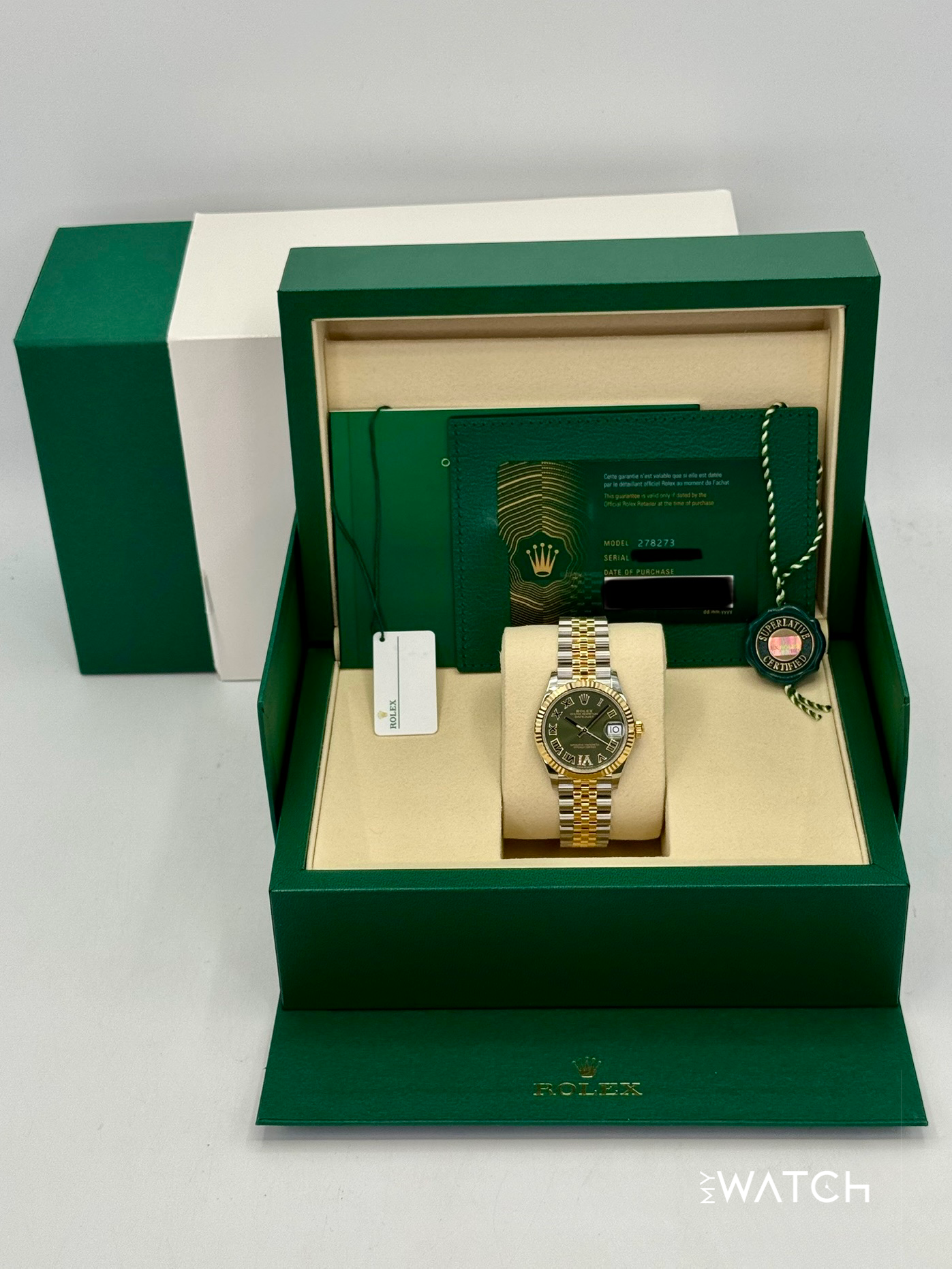 NEW 2025 Rolex Ladies Datejust 31mm 278273 Two-Tone Jubilee Green Dial