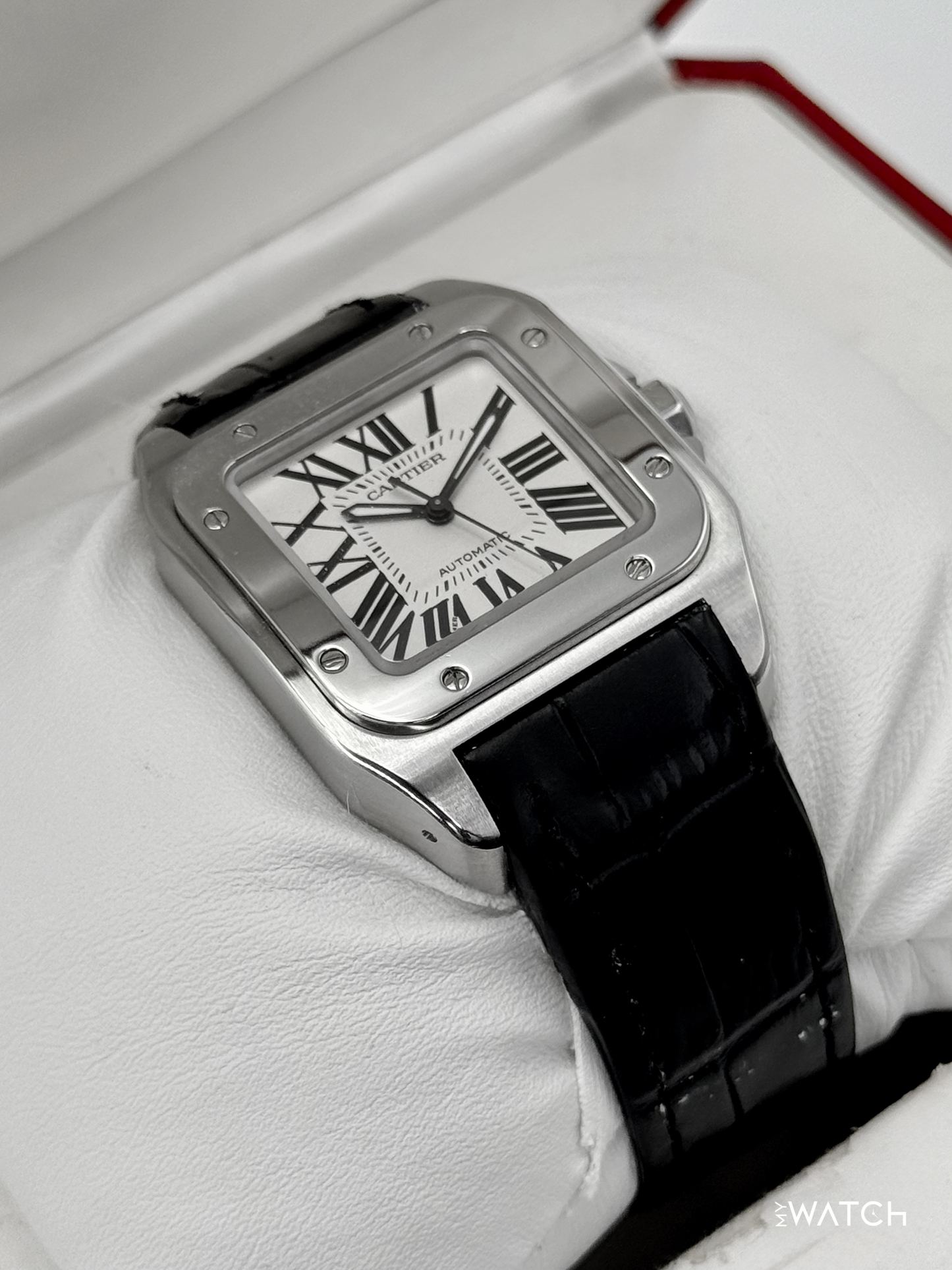 Cartier Santos 100 33mm 2878 Stainless Steel White Dial - MyWatchLLC