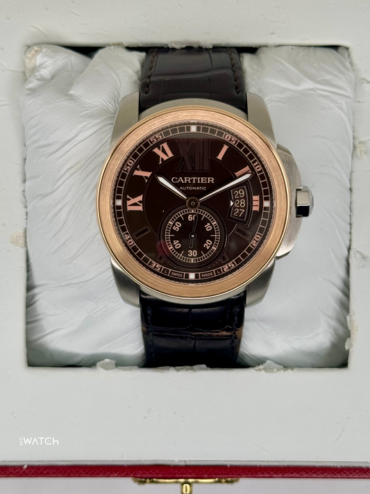 2012 Cartier Calibre De Cartier 42mm W7100051 Two-Tone Brown Dial