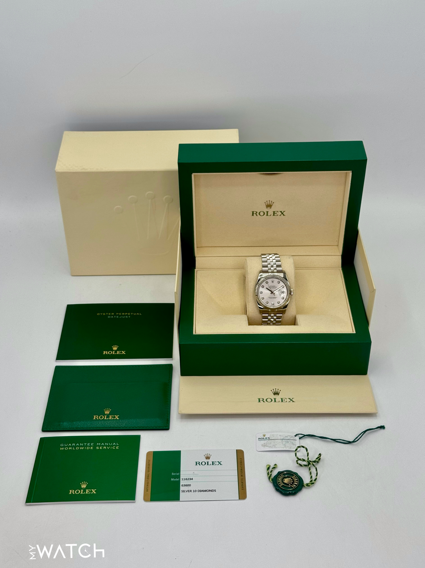 2017 Rolex Datejust 36mm 116234 Stainless Steel Jubilee Silver Diamond Dial