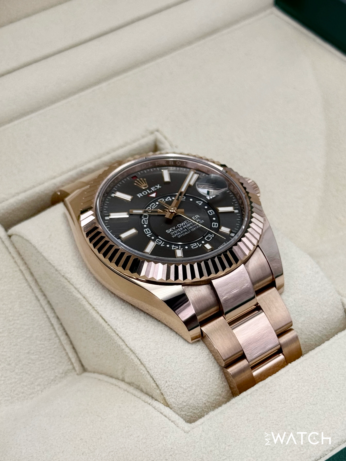 2023 Rolex Sky-Dweller 42mm 326935 Rose Gold Oyster Rhodium Dial - MyWatchLLC