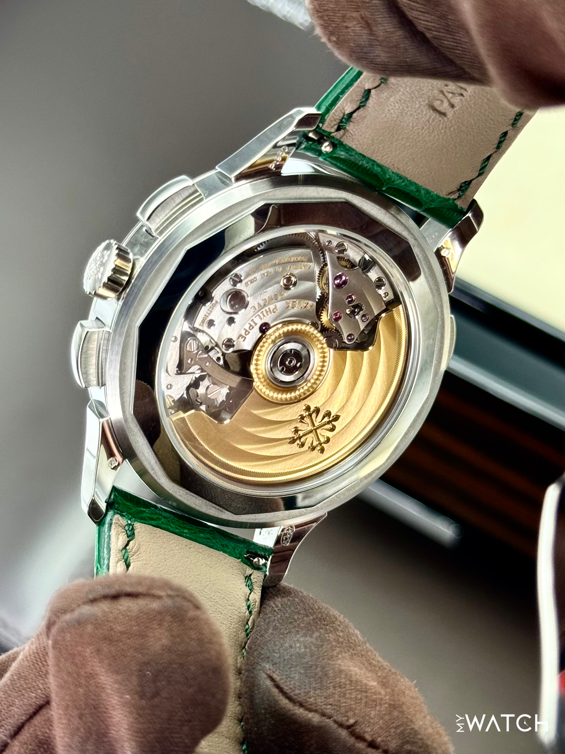 2025 Patek Philippe 5930P World Time Flyback Chronograph Platinum Green Dial - MyWatchLLC