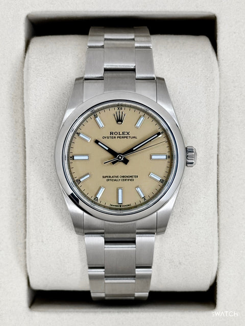 NEW 2026 Rolex Oyster Perpetual 34mm 124200 Stainless Steel Beige Dial