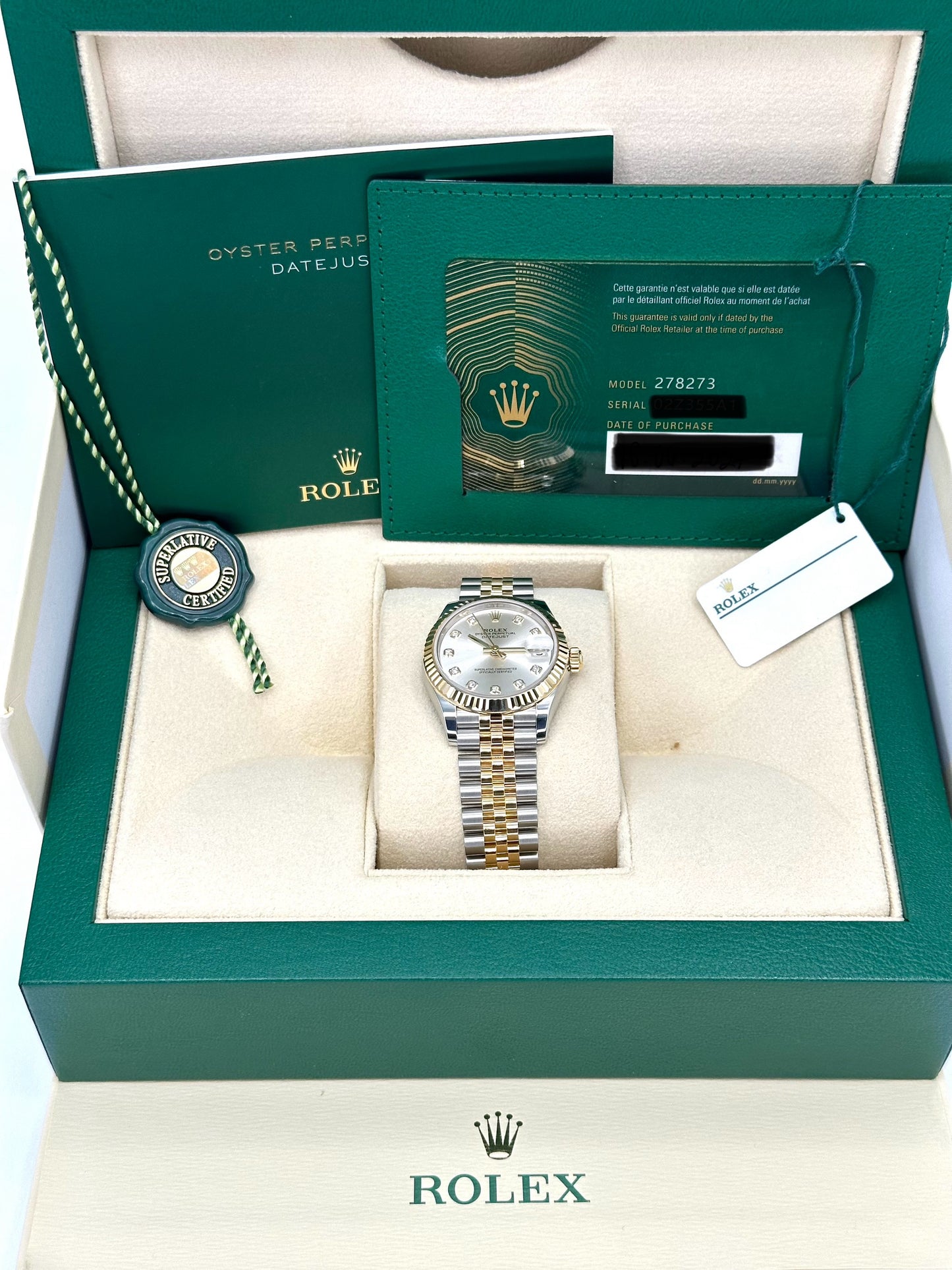 NEW 2024 Rolex Lady Datejust 31mm 278273 Two-Tone Silver Diamond Dial