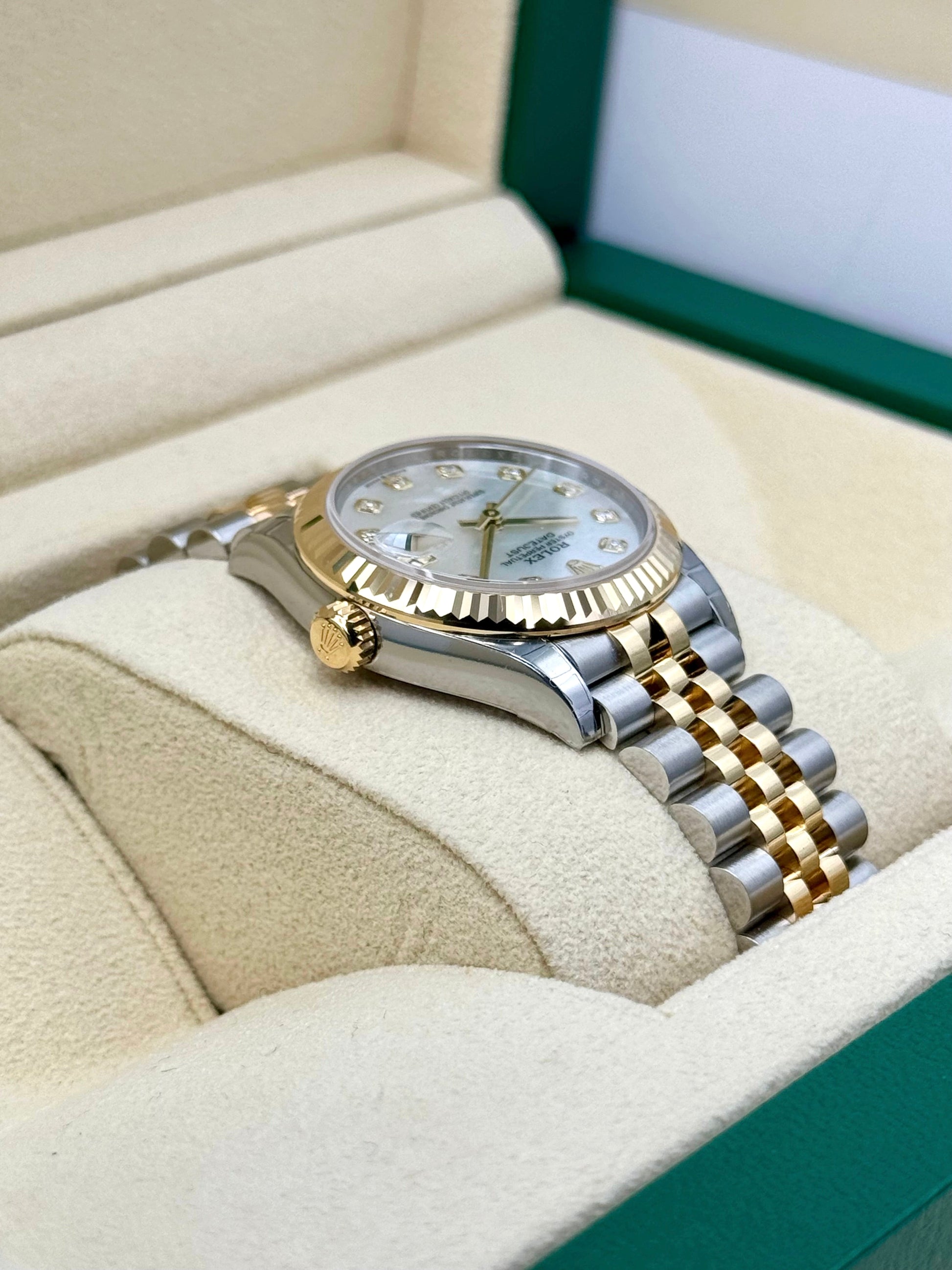 NEW 2023 Rolex Datejust 31mm 278273 Two-Tone Jubilee MOP Dimond Dial - MyWatchLLC