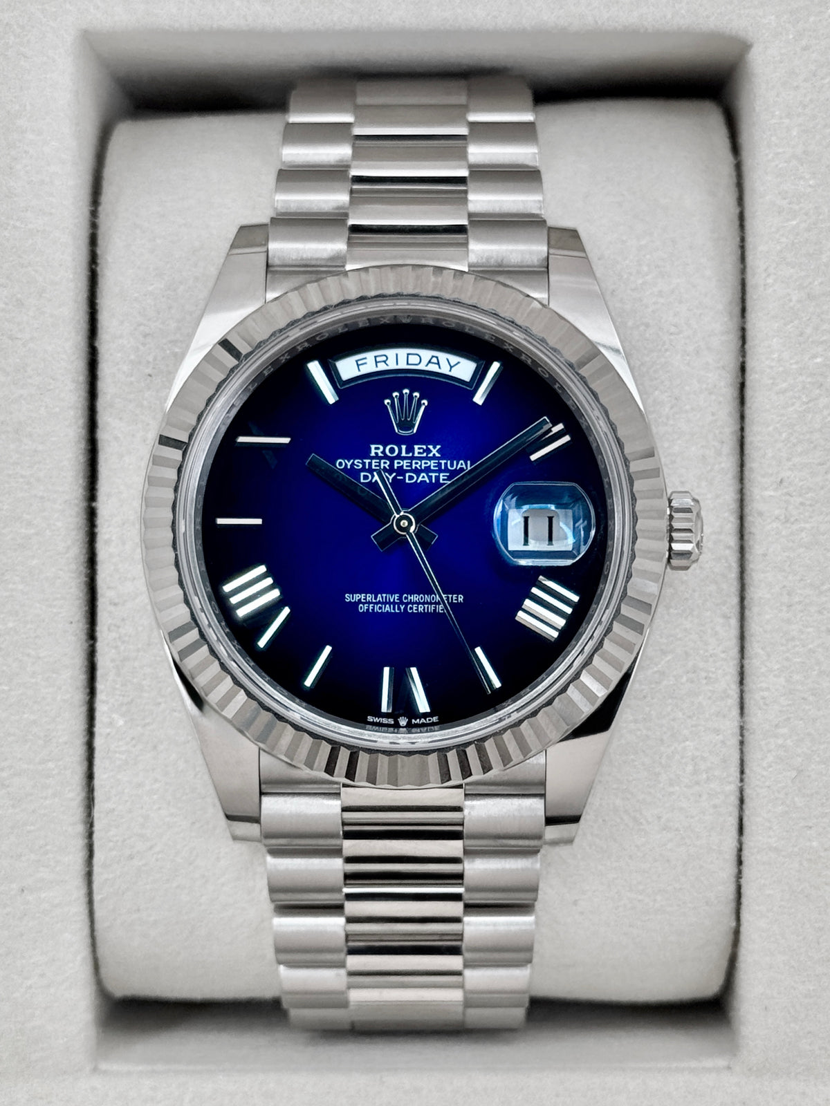 2026 Rolex Day-Date 40mm 228239 Presidential Blue Ombre Dial