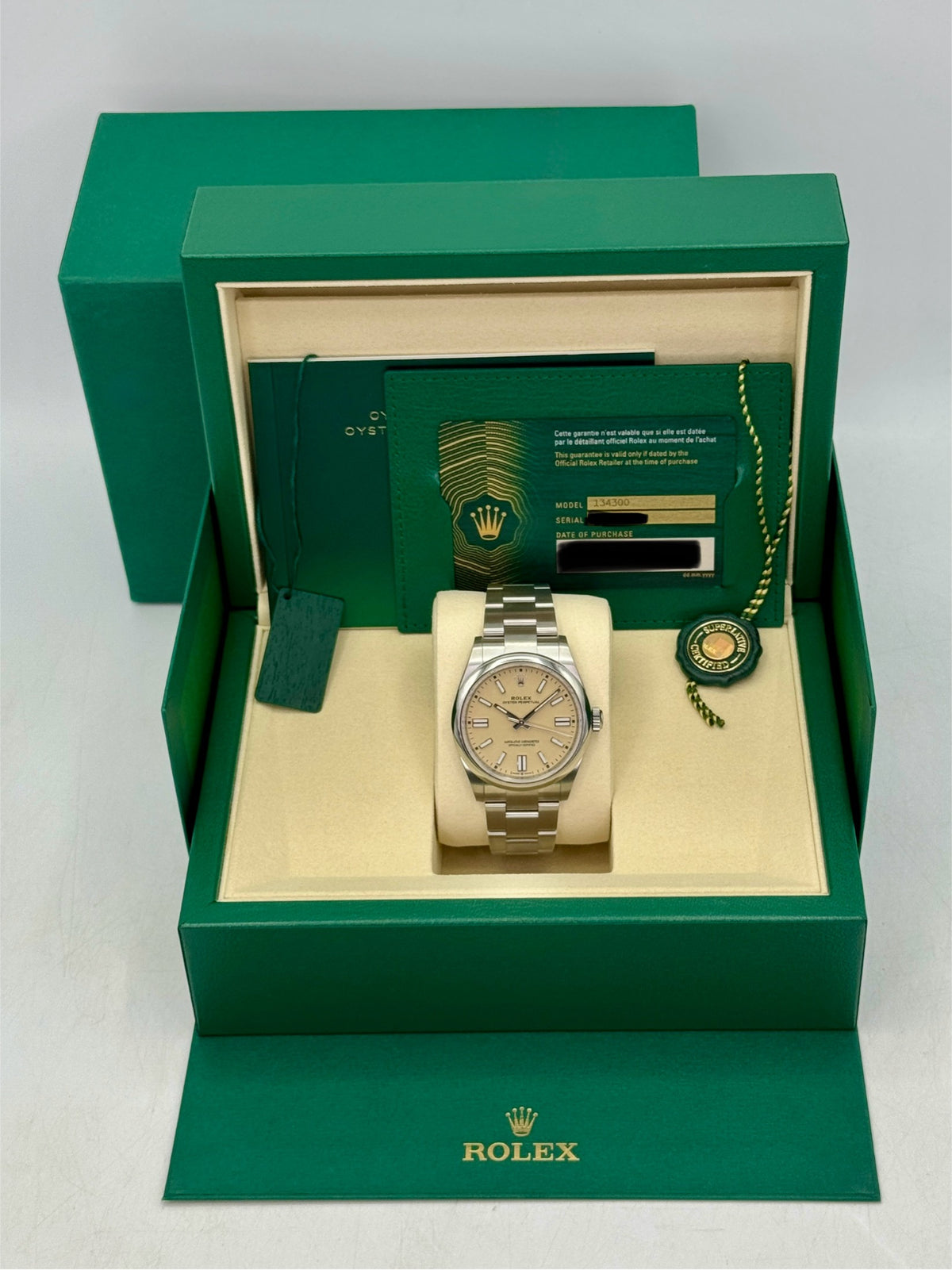 NEW 2026 Rolex Oyster Perpetual 41mm 134300 Beige Dial (NEW STYLE CARD)