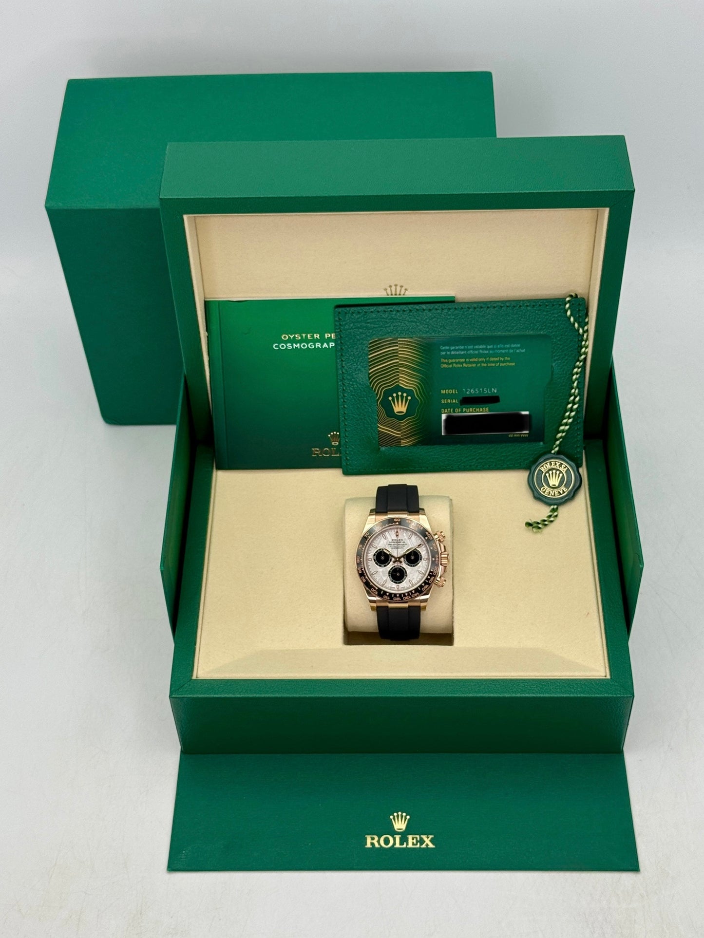 2026 Rolex Daytona 40mm 126515LN Rose Gold Oysterflex Meteorite Dial