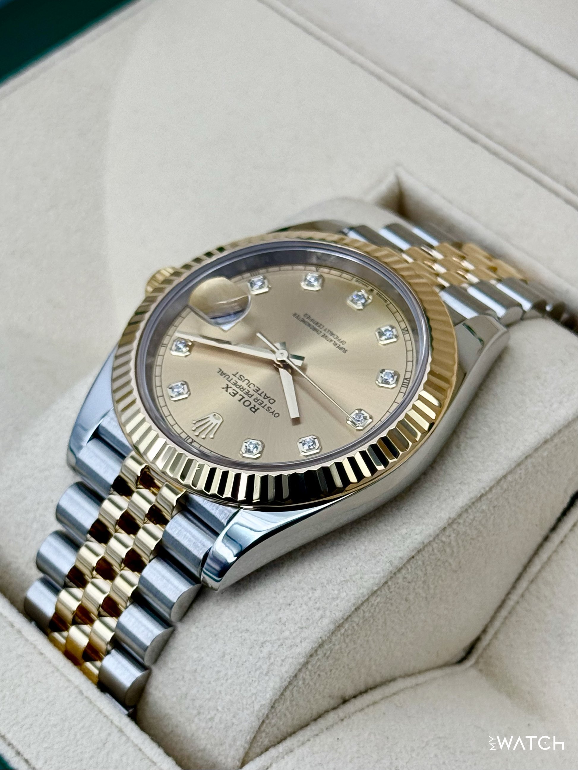 2022 Rolex Datejust 41mm 126333 Two-Tone Jubilee Champagne Diamond Dial - MyWatchLLC