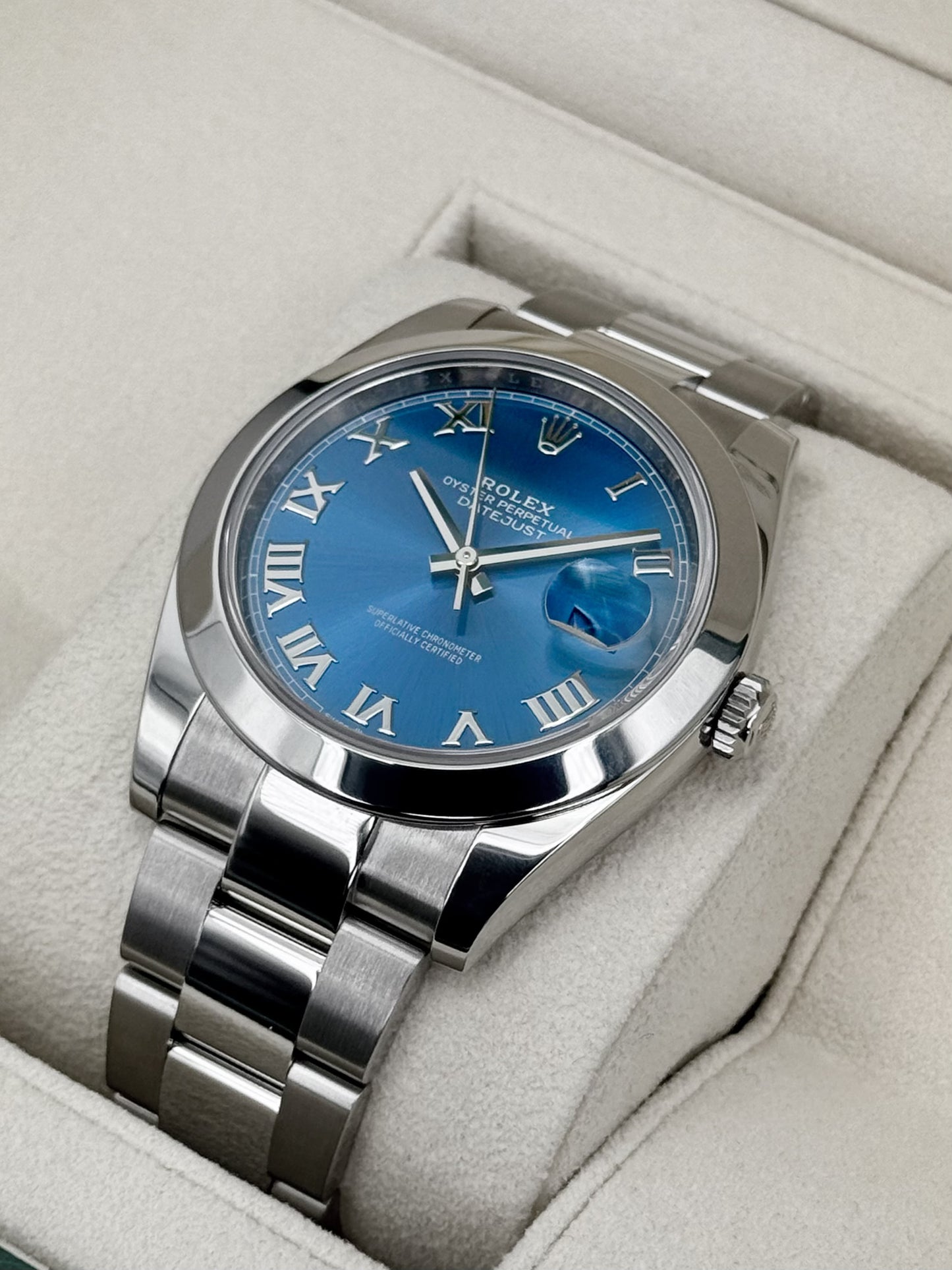 2023 Rolex Datejust 41mm 126300 Stainless Steel Oyster Blue Roman Numeral Dial