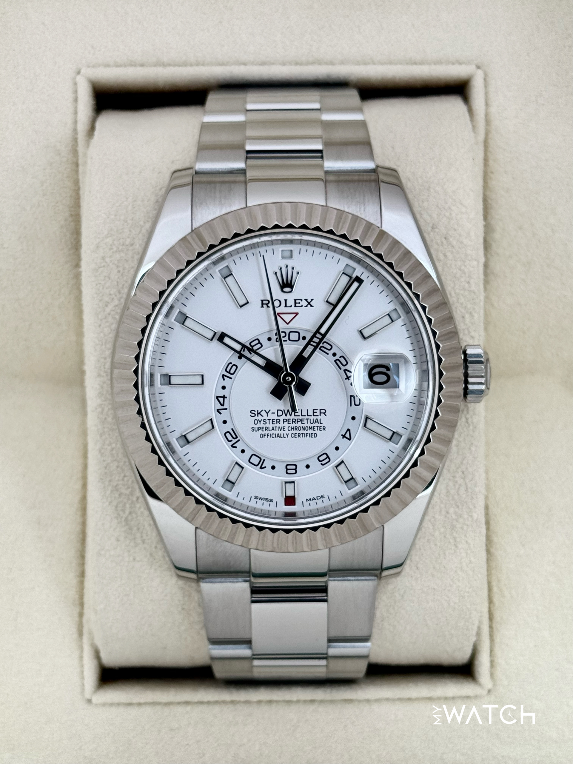 2018 Rolex Sky-Dweller 42mm 326934 Stainless Steel Oyster White Dial