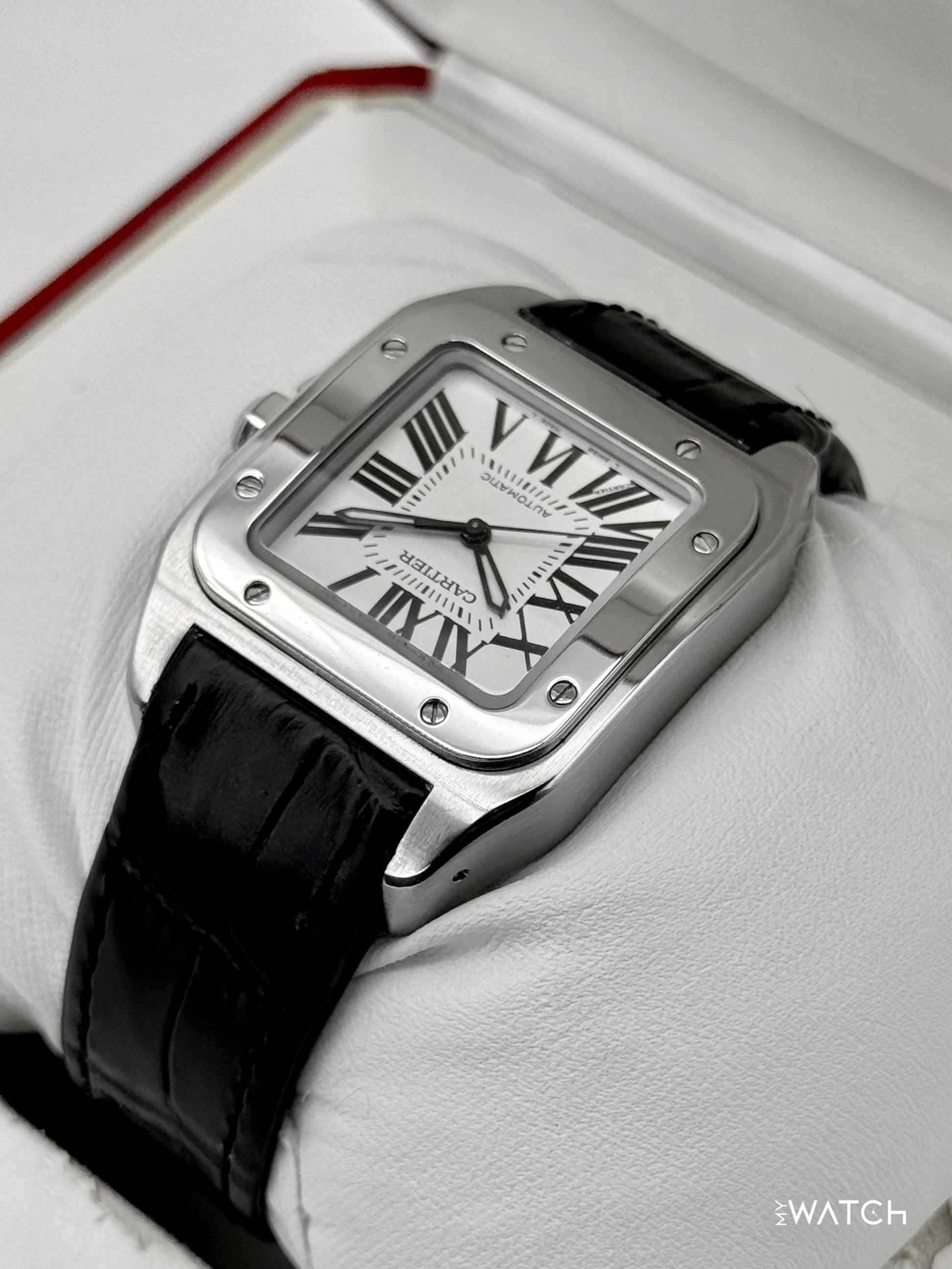 Cartier Santos 100 33mm 2878 Stainless Steel White Dial - MyWatchLLC