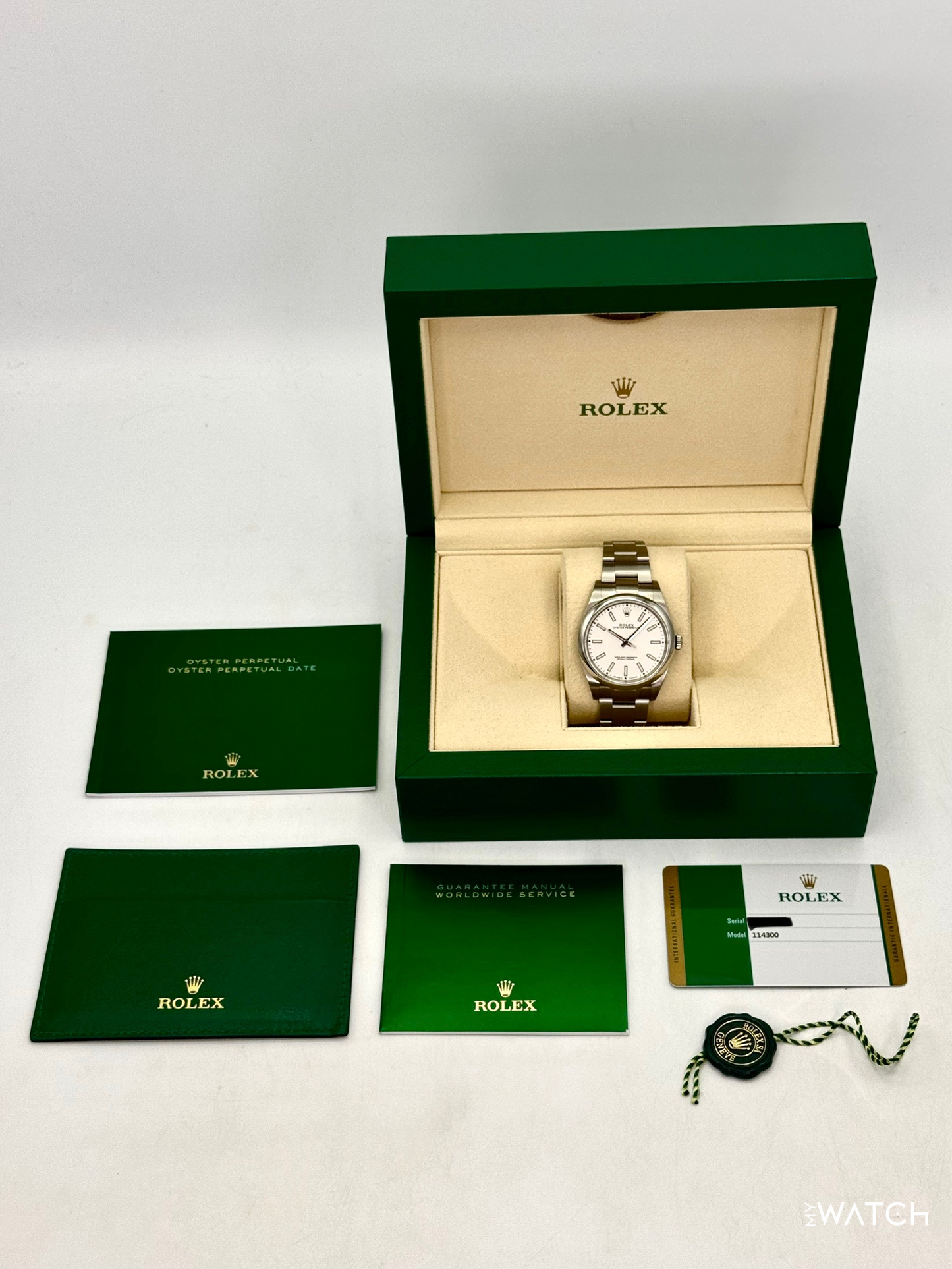 2019 Rolex Oyster Perpetual 39mm 114300 Stainless Steel White Dial - MyWatchLLC