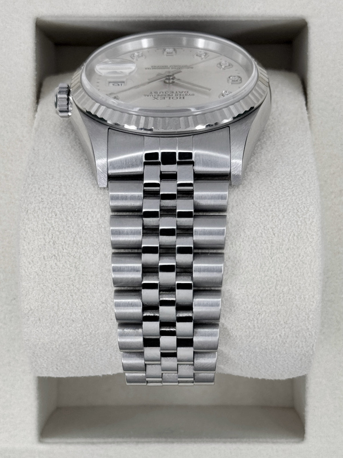 2004 Rolex Datejust 36mm 16234 Stainless Steel Jubilee Silver Diamond Dial (Collectors Set)