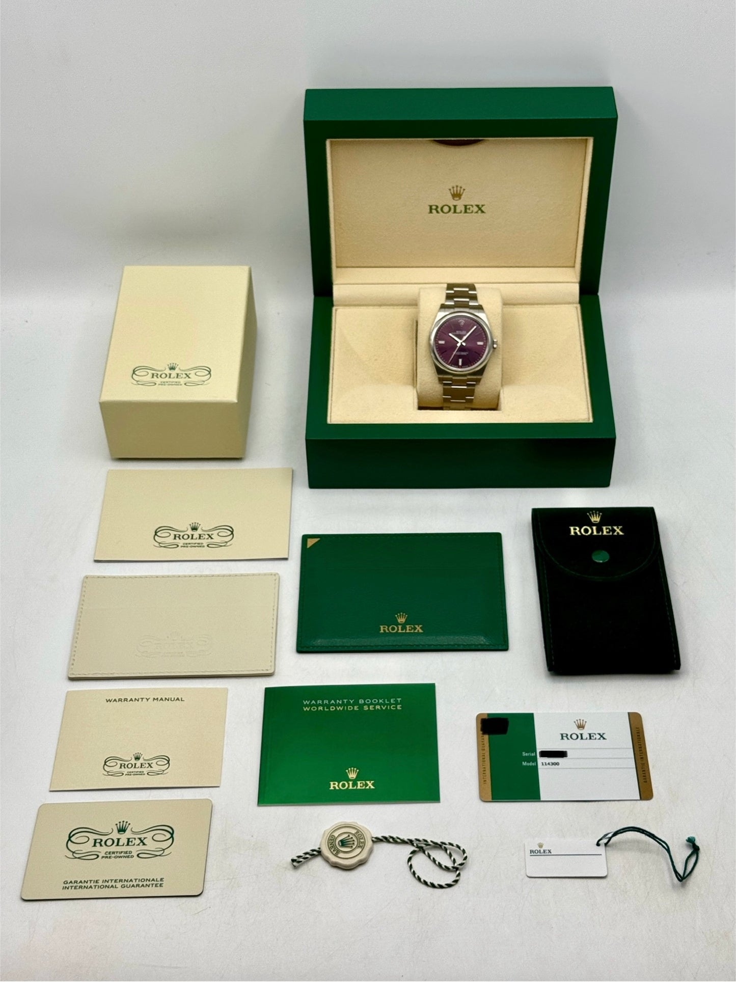 2018 Rolex Oyster Perpetual 39mm 114300 Stainless Steel Purple Dial (CPO)